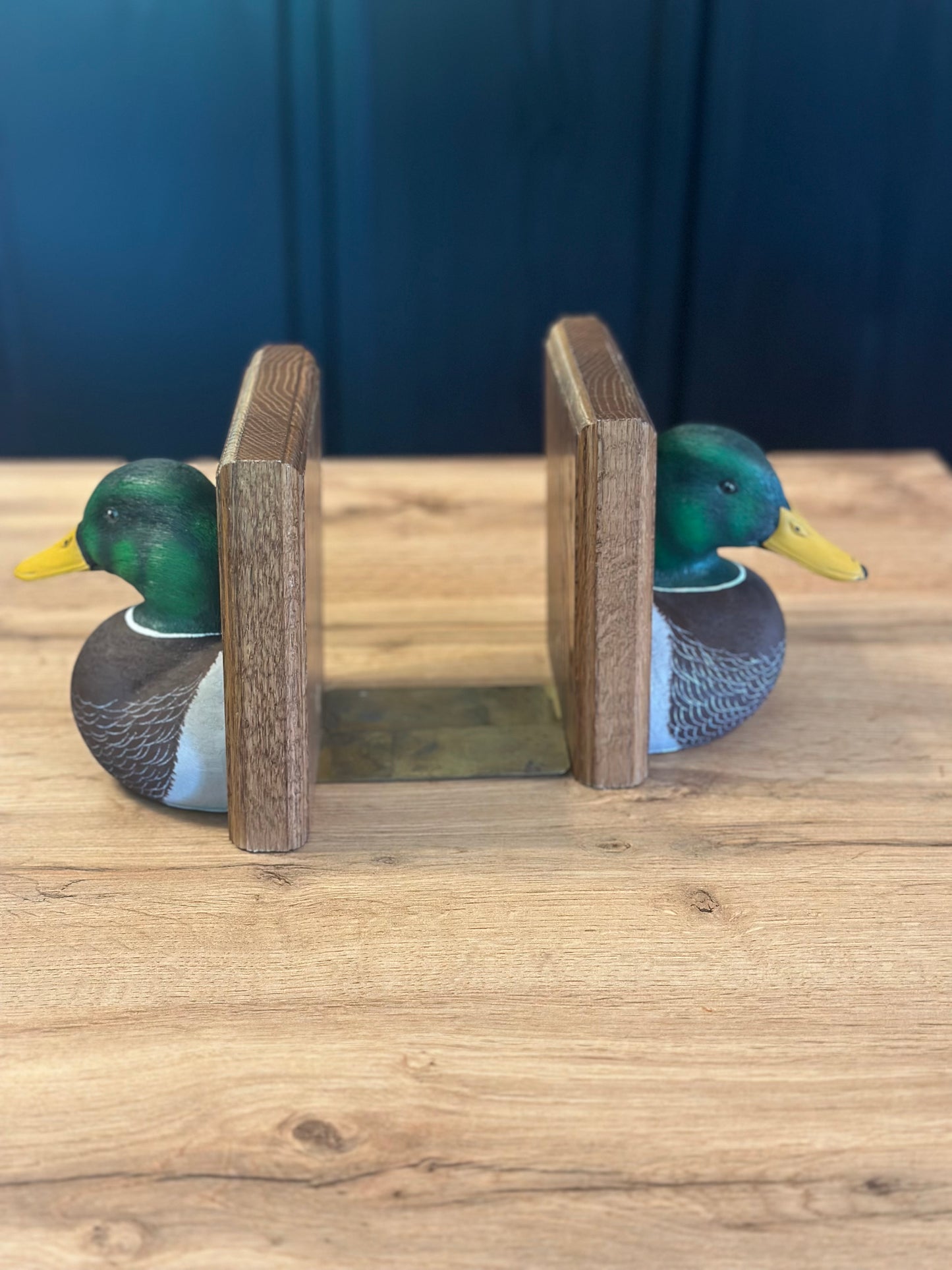 Vintage Wooden Mallard Duck Bookends
