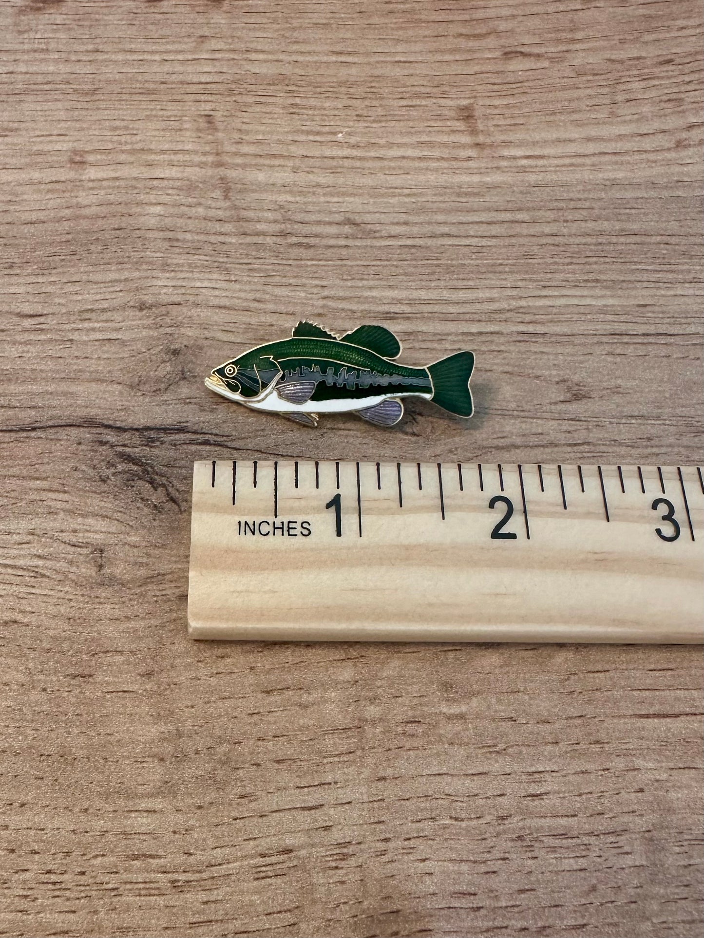 Vintage 1986 WM Spear Design Bass Fish Enameled Lapel Pin Pinback