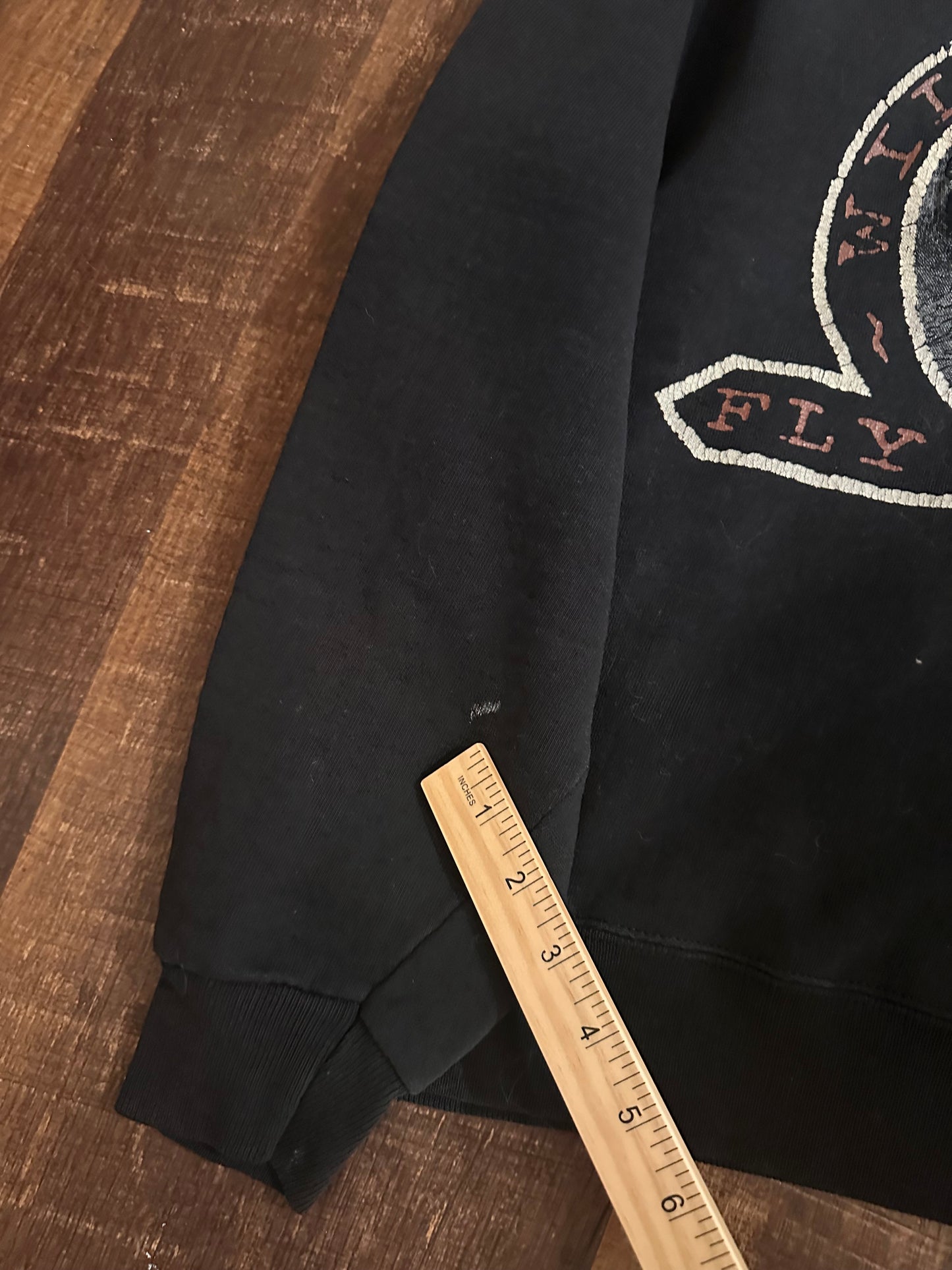 Vintage Nutmeg Crewneck (L) Nature Wild Rivers Embroidered Trout - Black