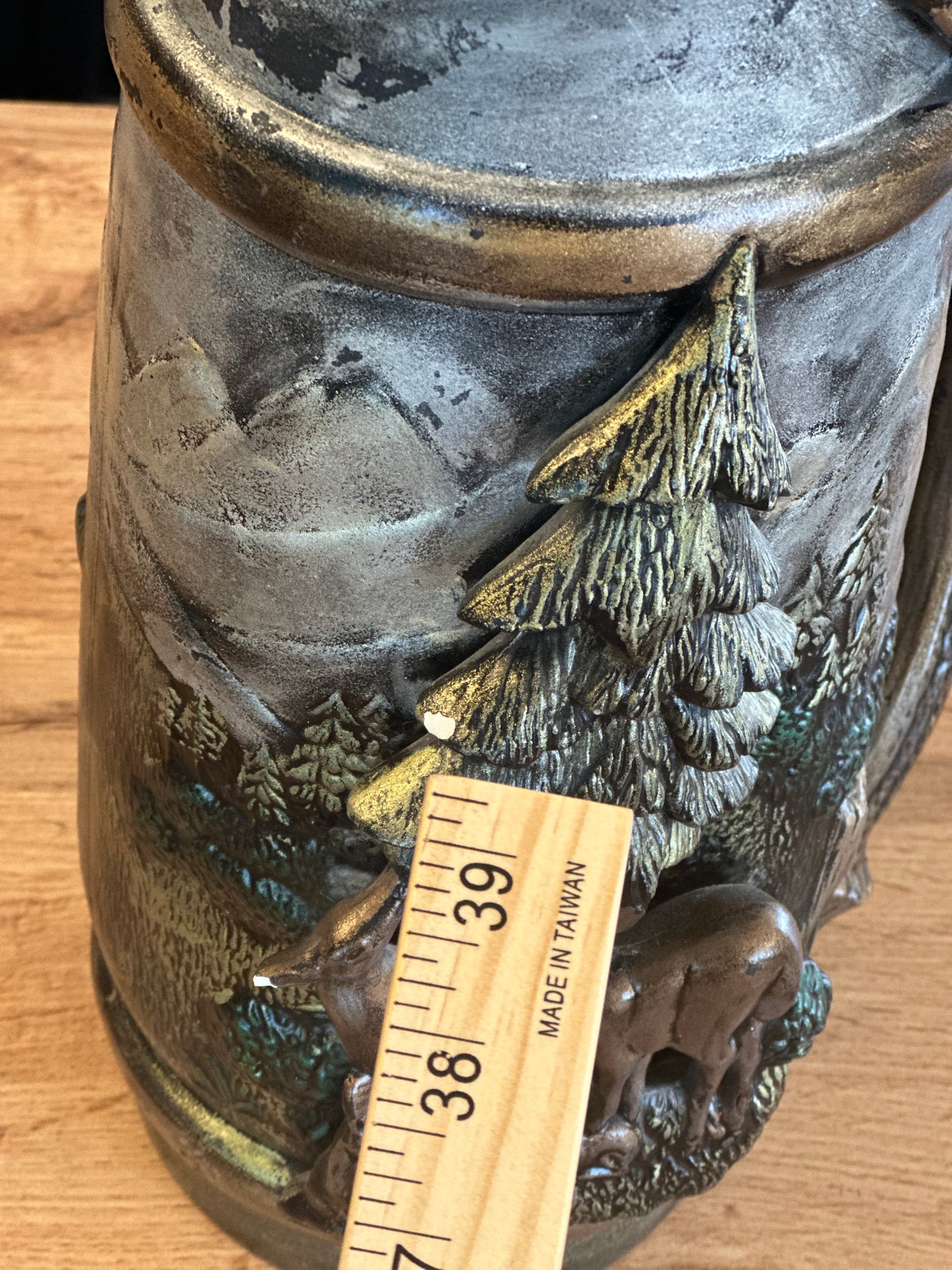 Vintage Large 3D Stein - Deer Scene with Removable Lid