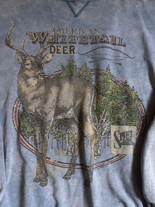 Vintage Spirit Lake Outfitters Crewneck (L) Whitetail - Blue