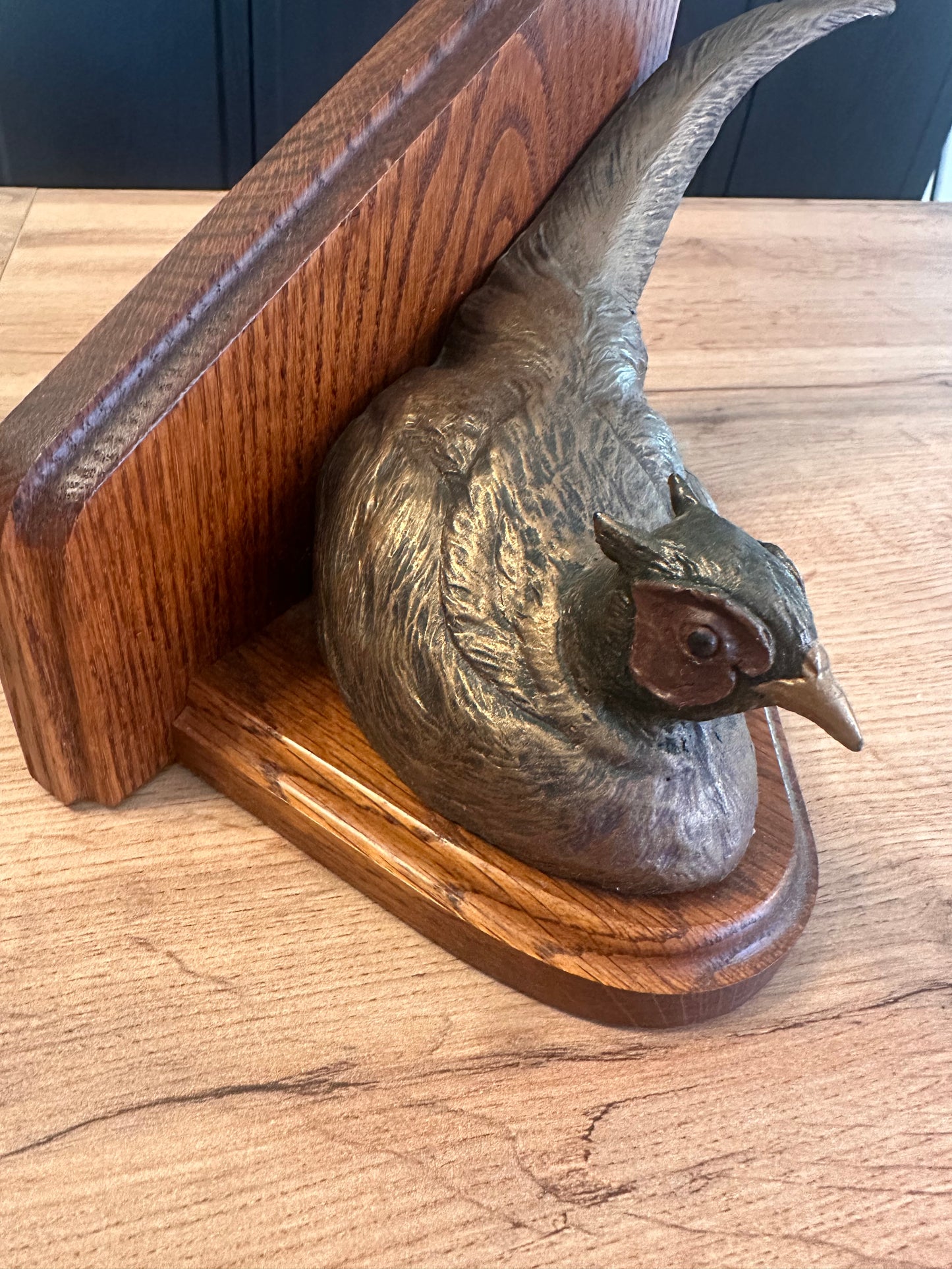 Vintage Rare Ducks Unlimited Bronze Toned Pheasant Bookends