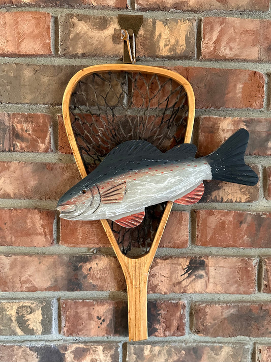 Vintage Wooden Fish and Fly Net Decor