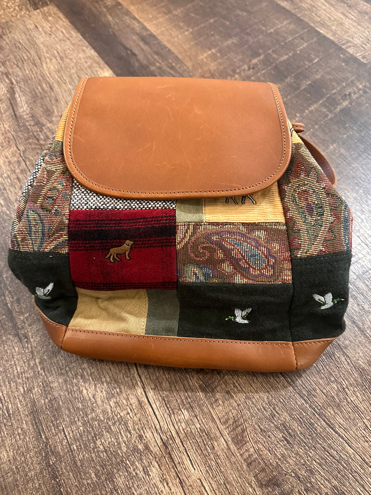 Vintage L.L. Bean Leather Patchwork Mini Backpack