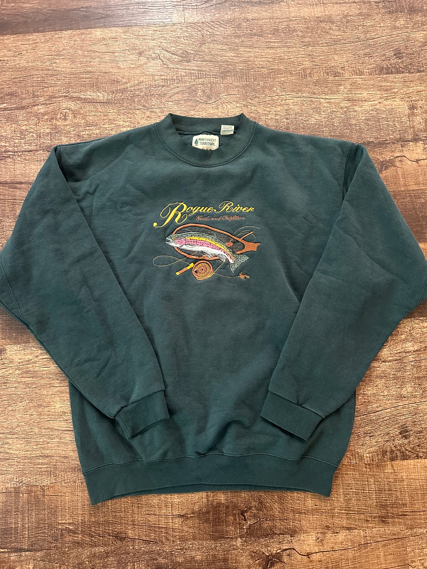 Vintage Northwest Territory Crewneck (L) Embroidered Rogue River - Green