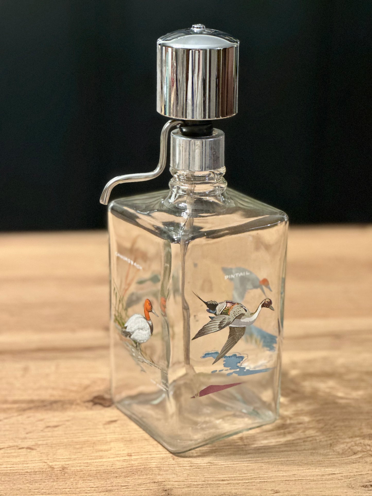 Vintage Rare Ned Smith Snifters (4) and Decanter - Waterfowl Edition