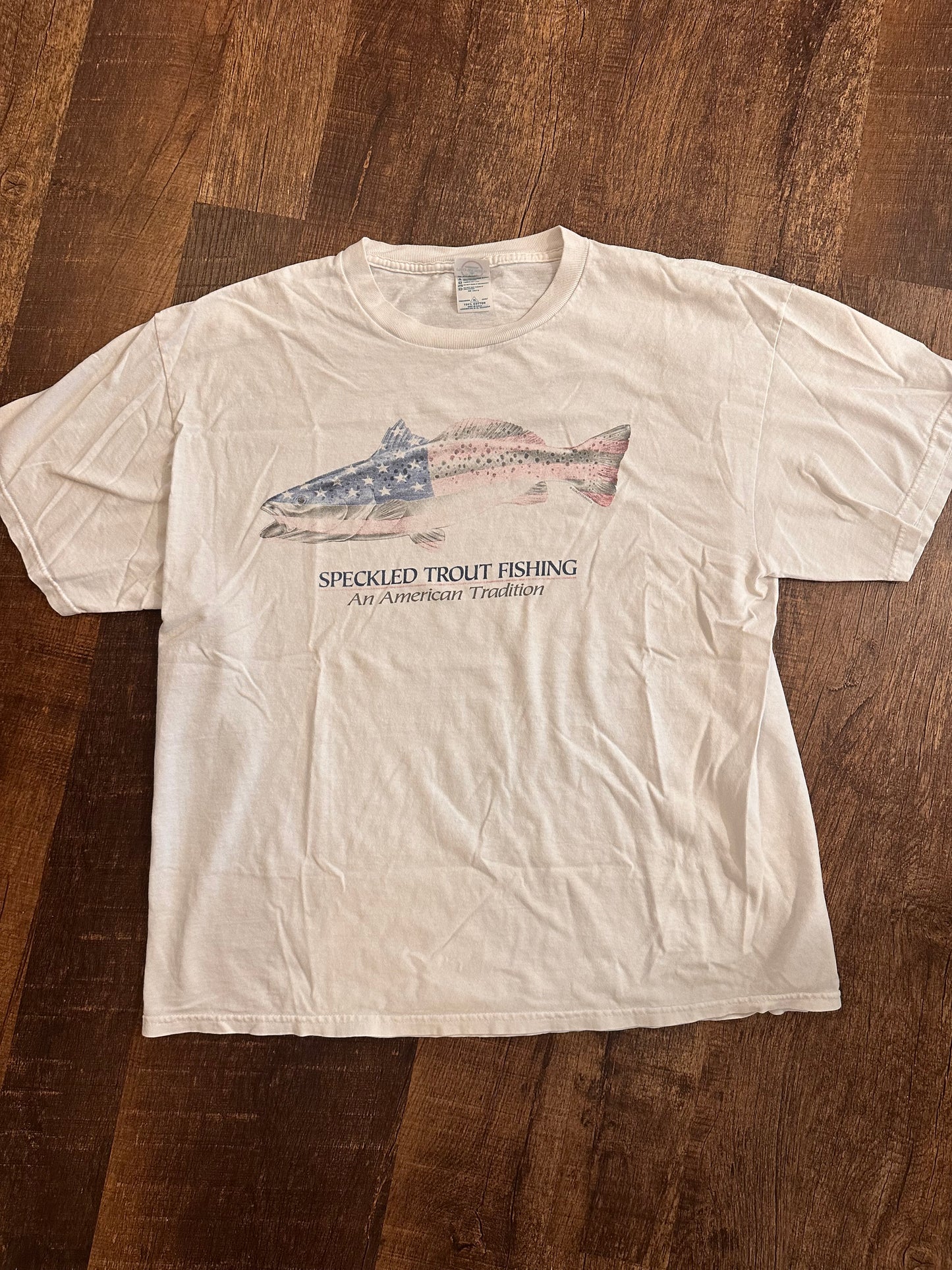 Vintage Delta Pro Weight Tshirt (XL) Speckled Trout America - White