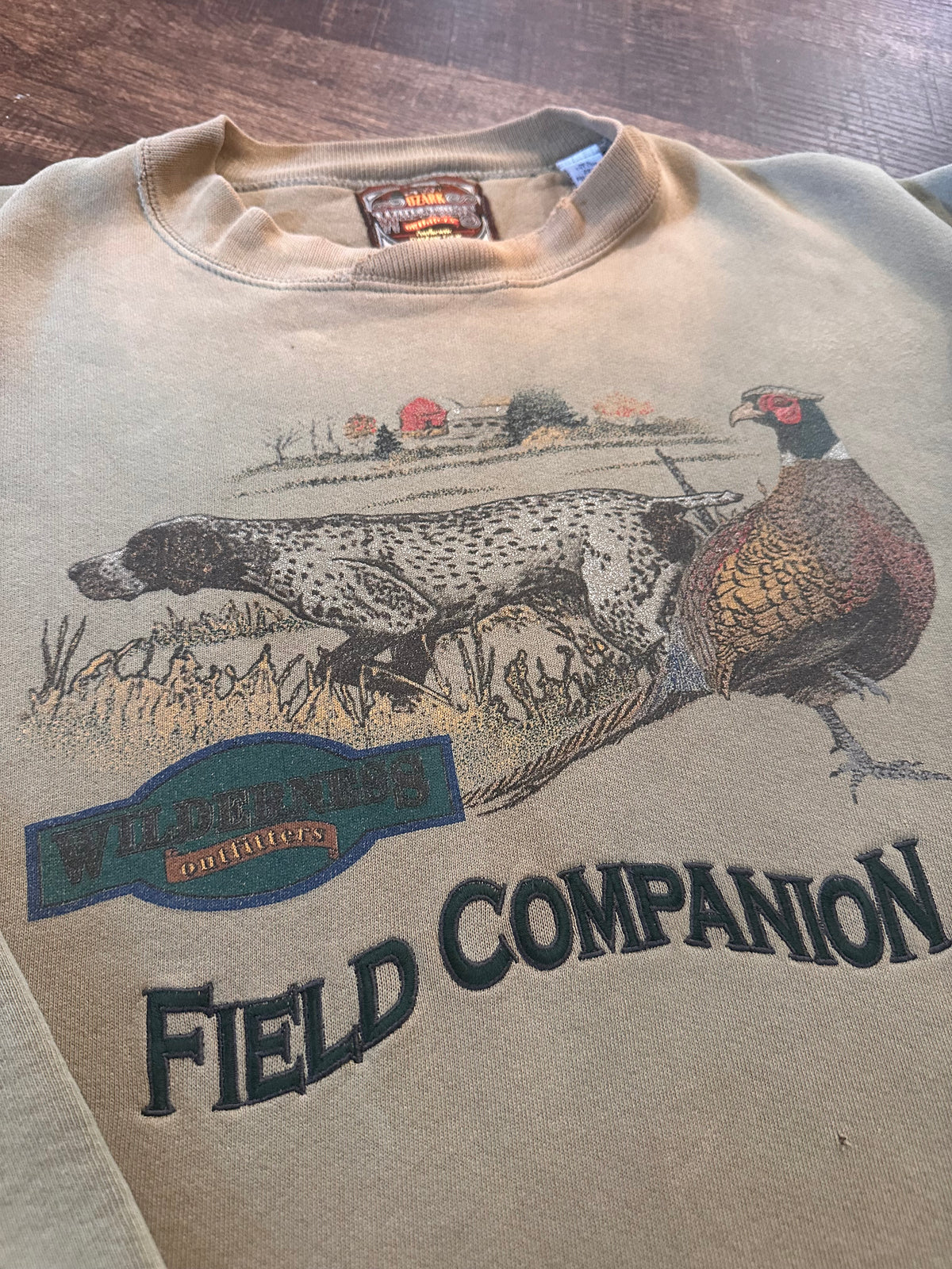 Vintage Ozark Crewneck (XL) Sun Faded Light Distress Embroidered “Field Companion”