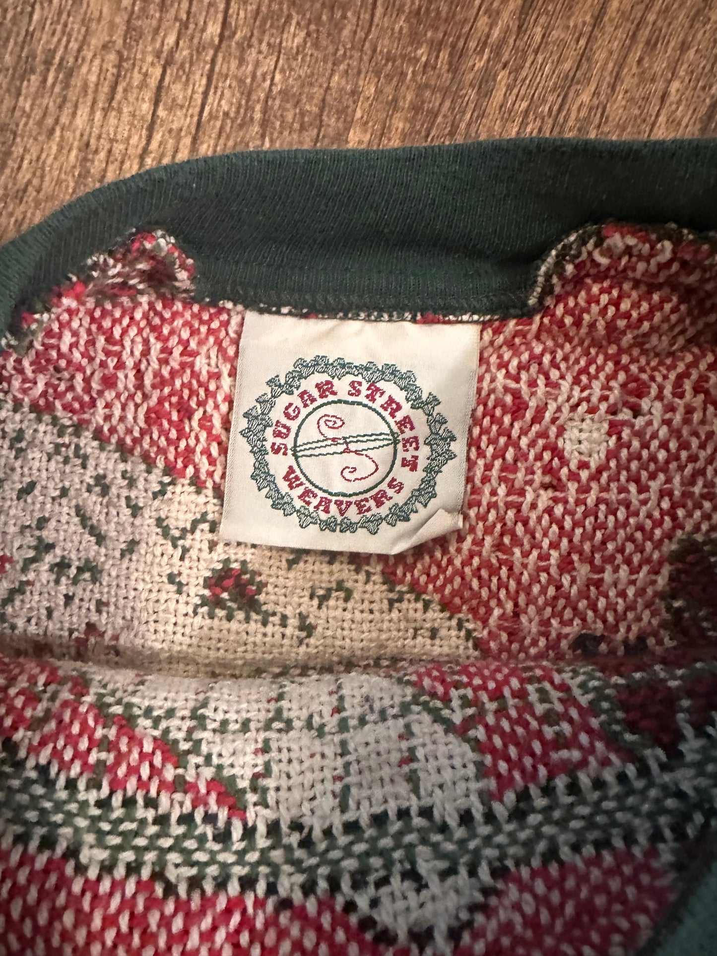 Vintage Sugar Street Tapestry Sweater (OS) Green Tipped