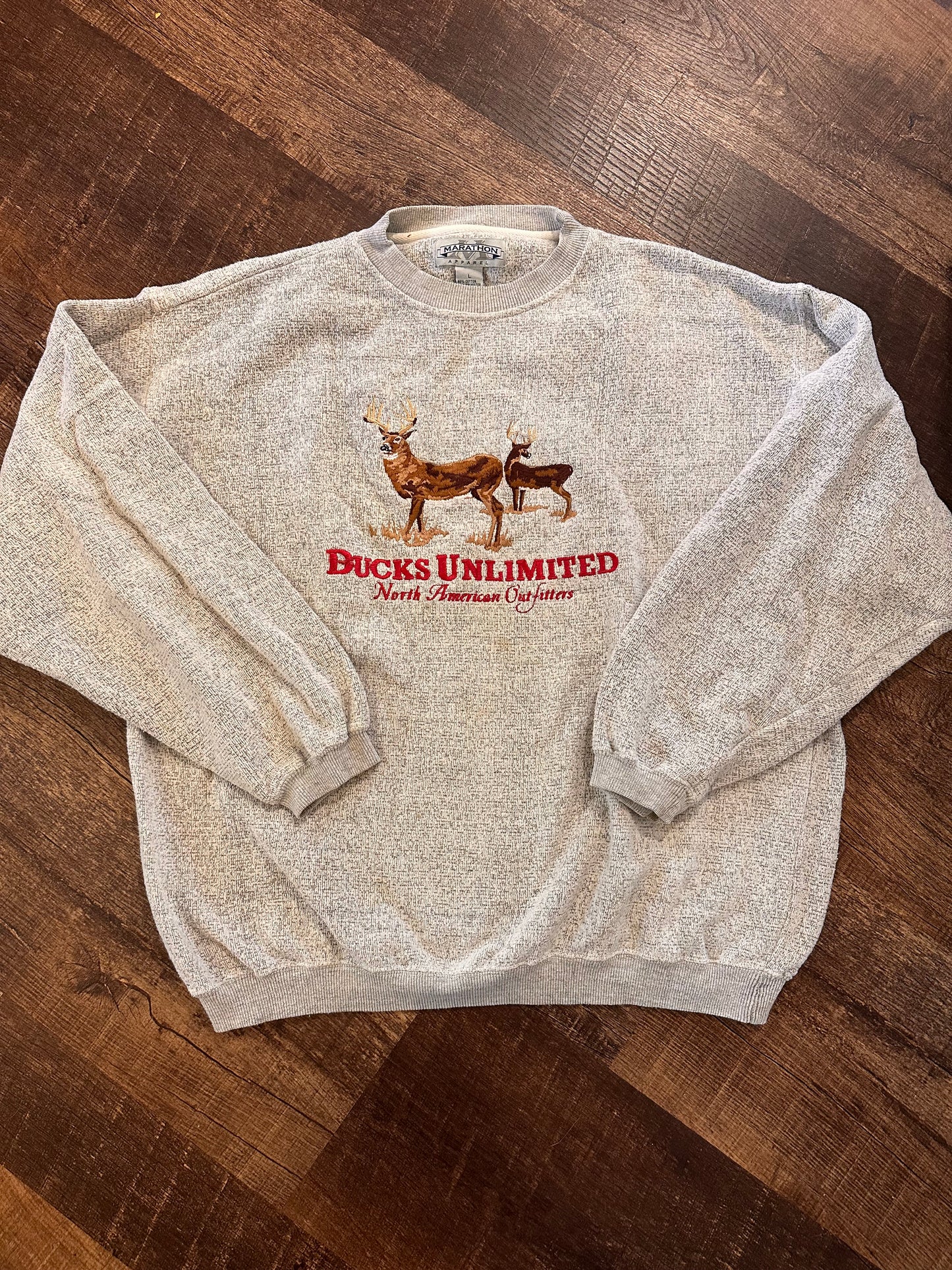 Vintage (B)Ducks Unlimited Crewneck (L) Embroidered Deer