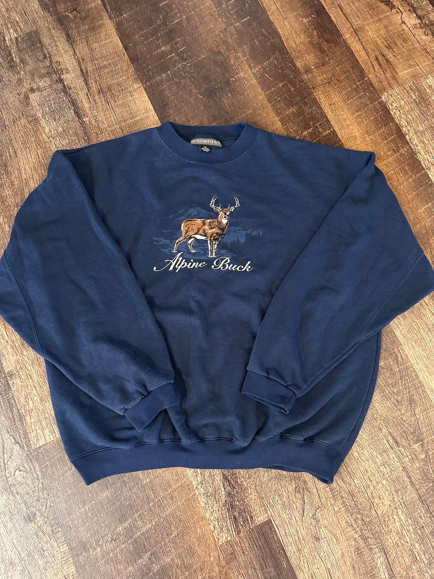 Vintage Headwaters Crewneck (XXL) Embroidered Alpine Buck - Navy