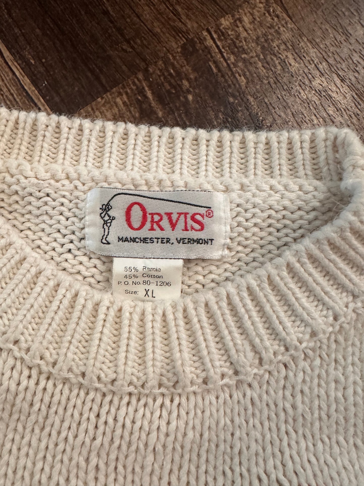 Vintage Orvis Sweater (XL) Autumn Pumpkin Scene