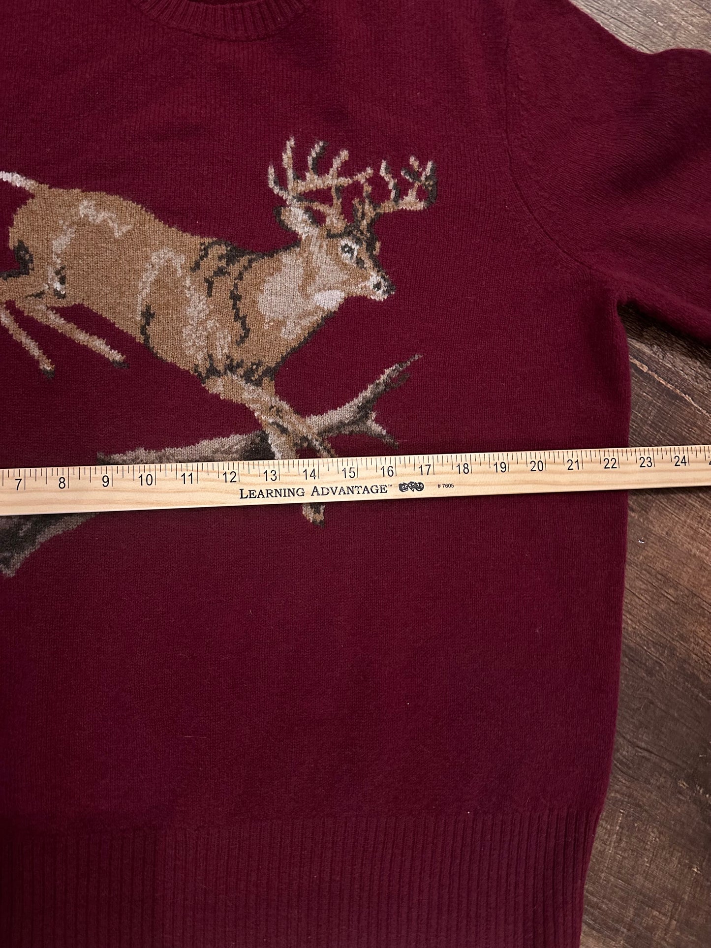 Brooks Brothers Sweater (XL) Whitetail Buck with Suede Elbow Patch - Maroon