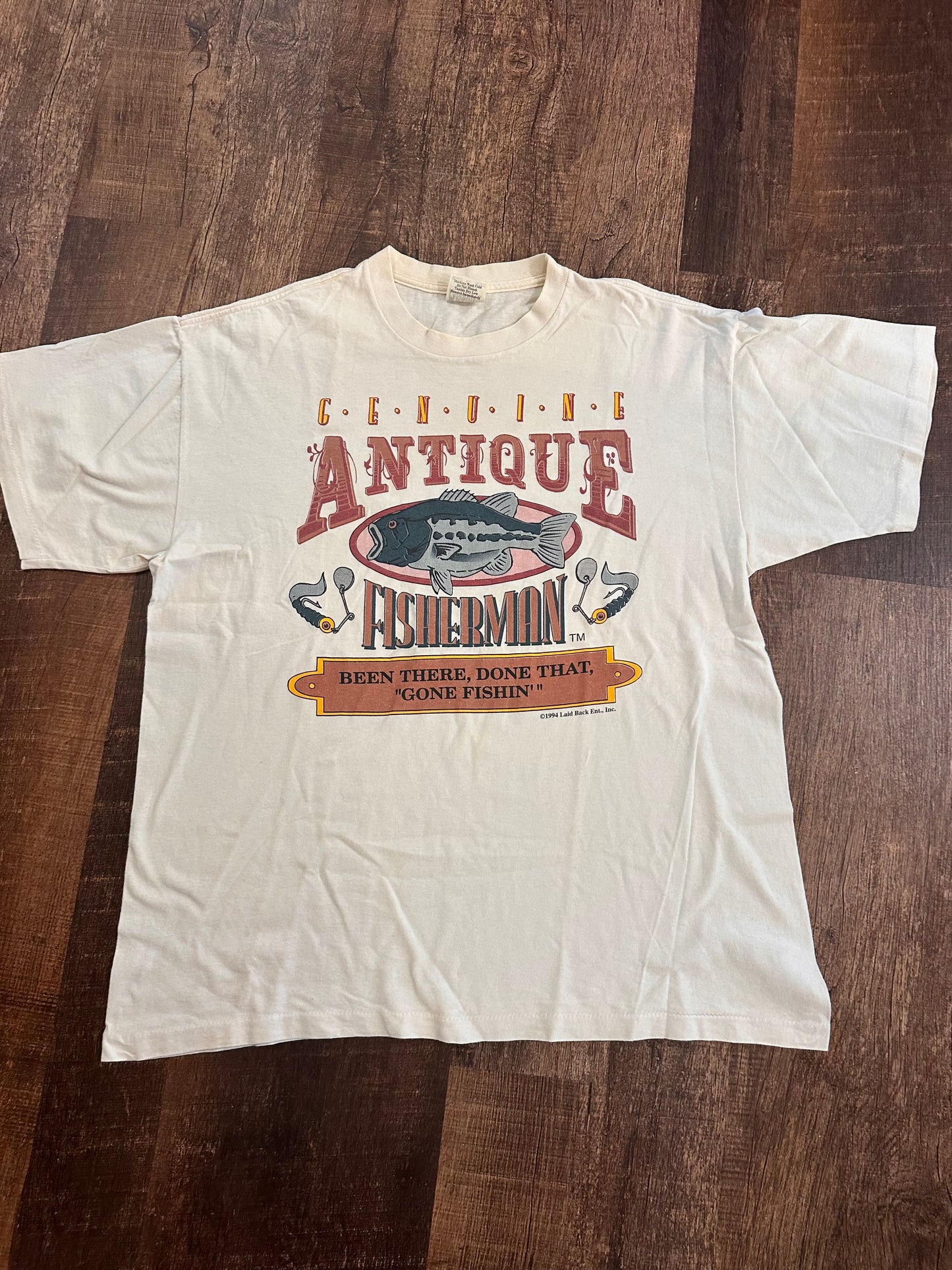 Vintage Antique Person T (XL) Antique Fisherman - White