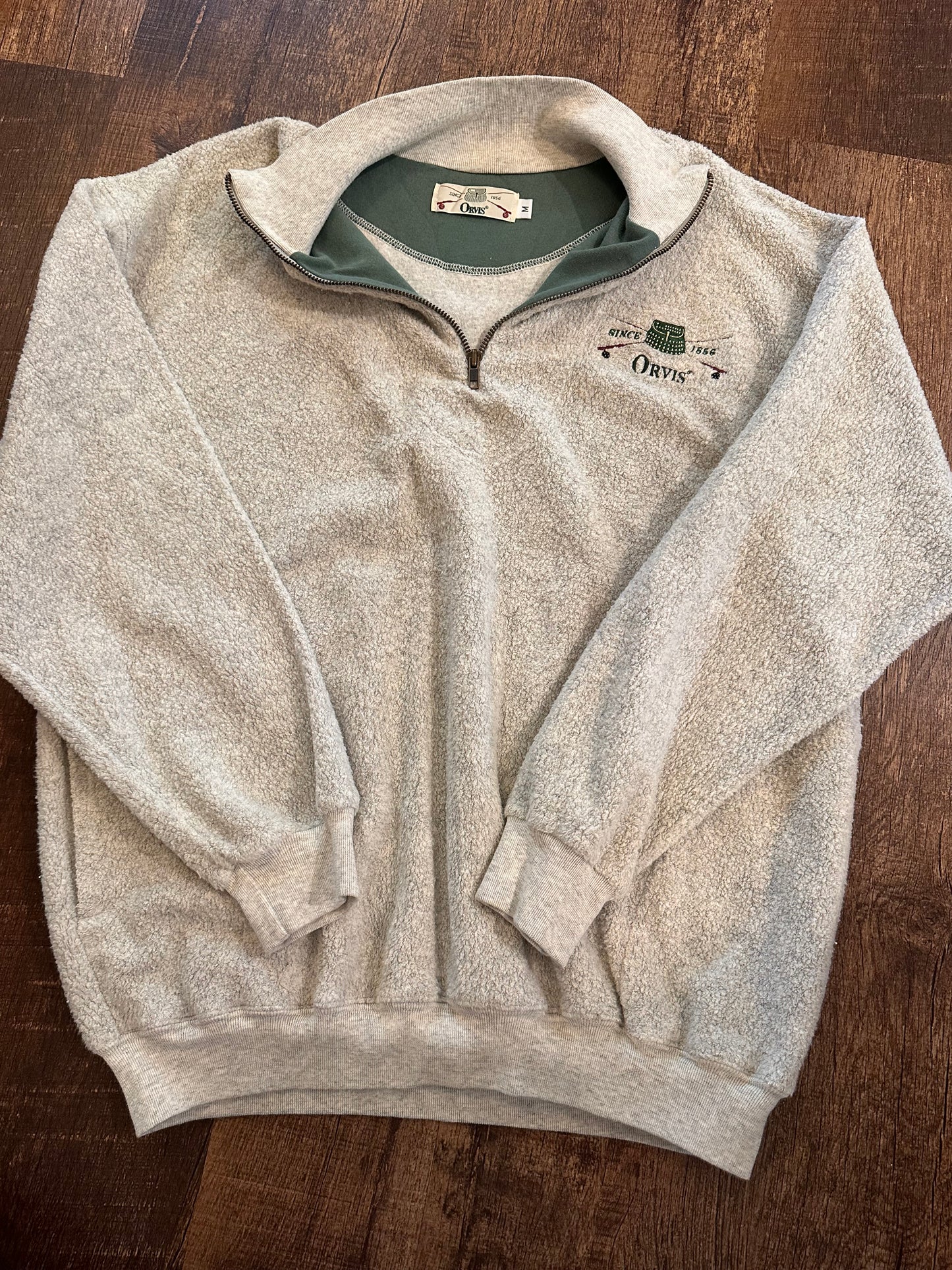 Vintage Orvis 1/4 Zip Fleece (M) Embroidered Logo - Gray