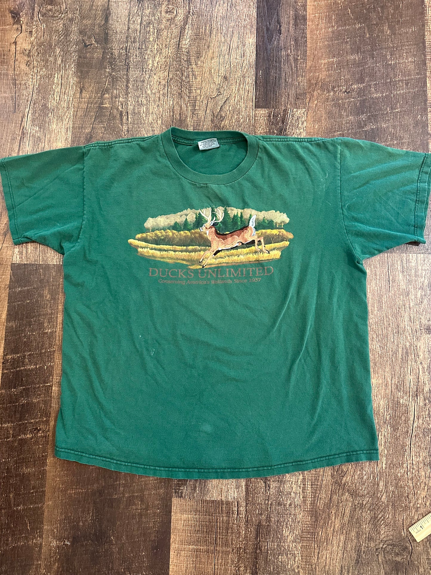 VTG Ducks Unlimited T (XL) Embroidered Deer - Green