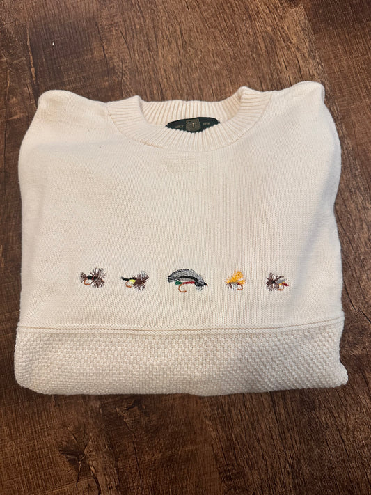 Vintage Orvis Sweater (XL) Embroidered Flies