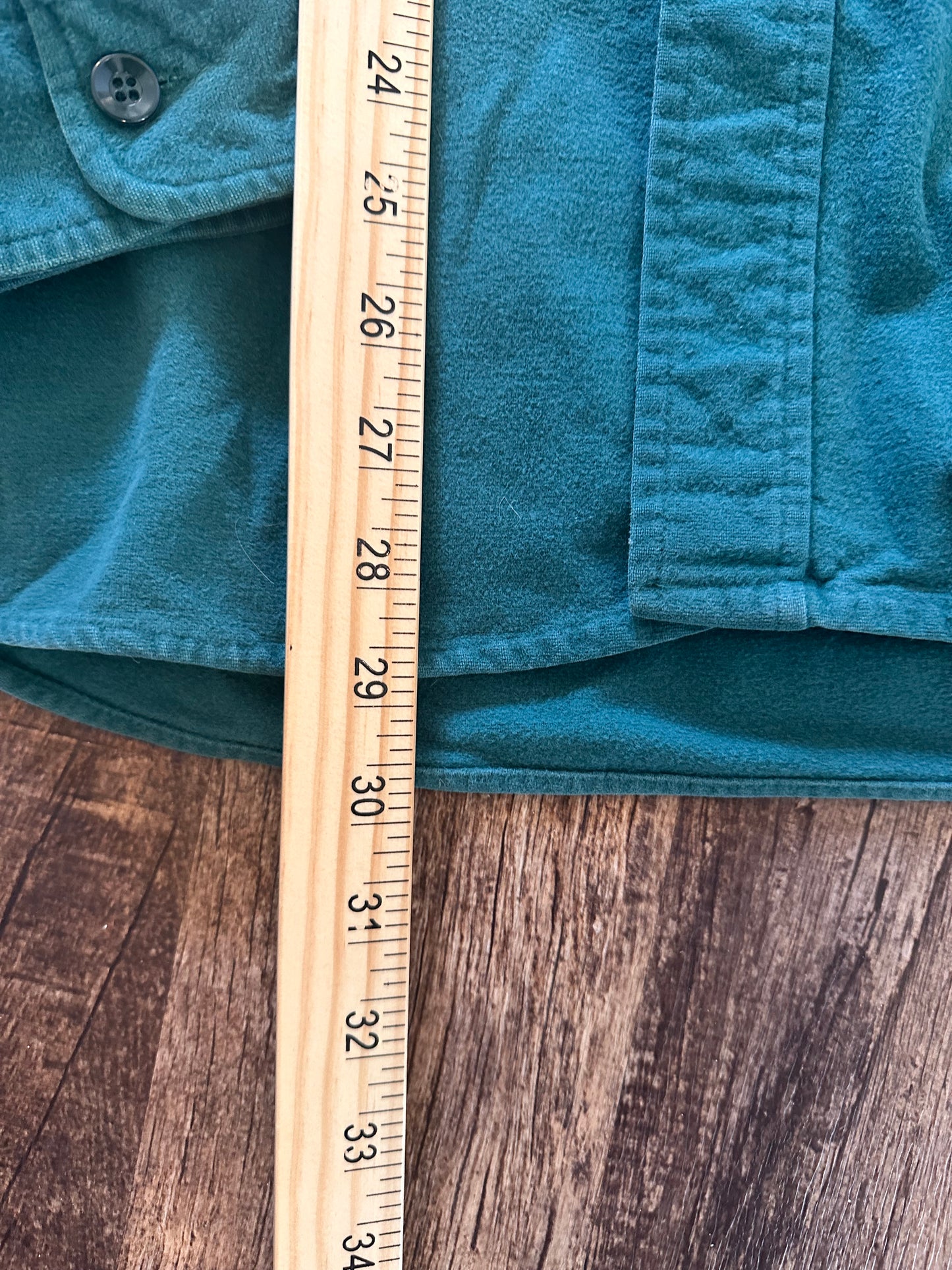 Vintage L.L. Bean Chamois Shirt (16.5) Embroidered Canoe Logo - Teal
