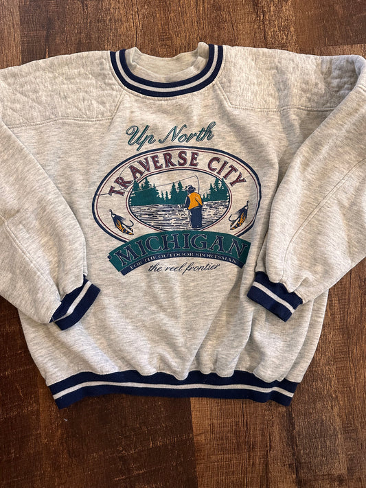 Vintage GEAR Crewneck (M) Traverse City Michigan the reel frontier
