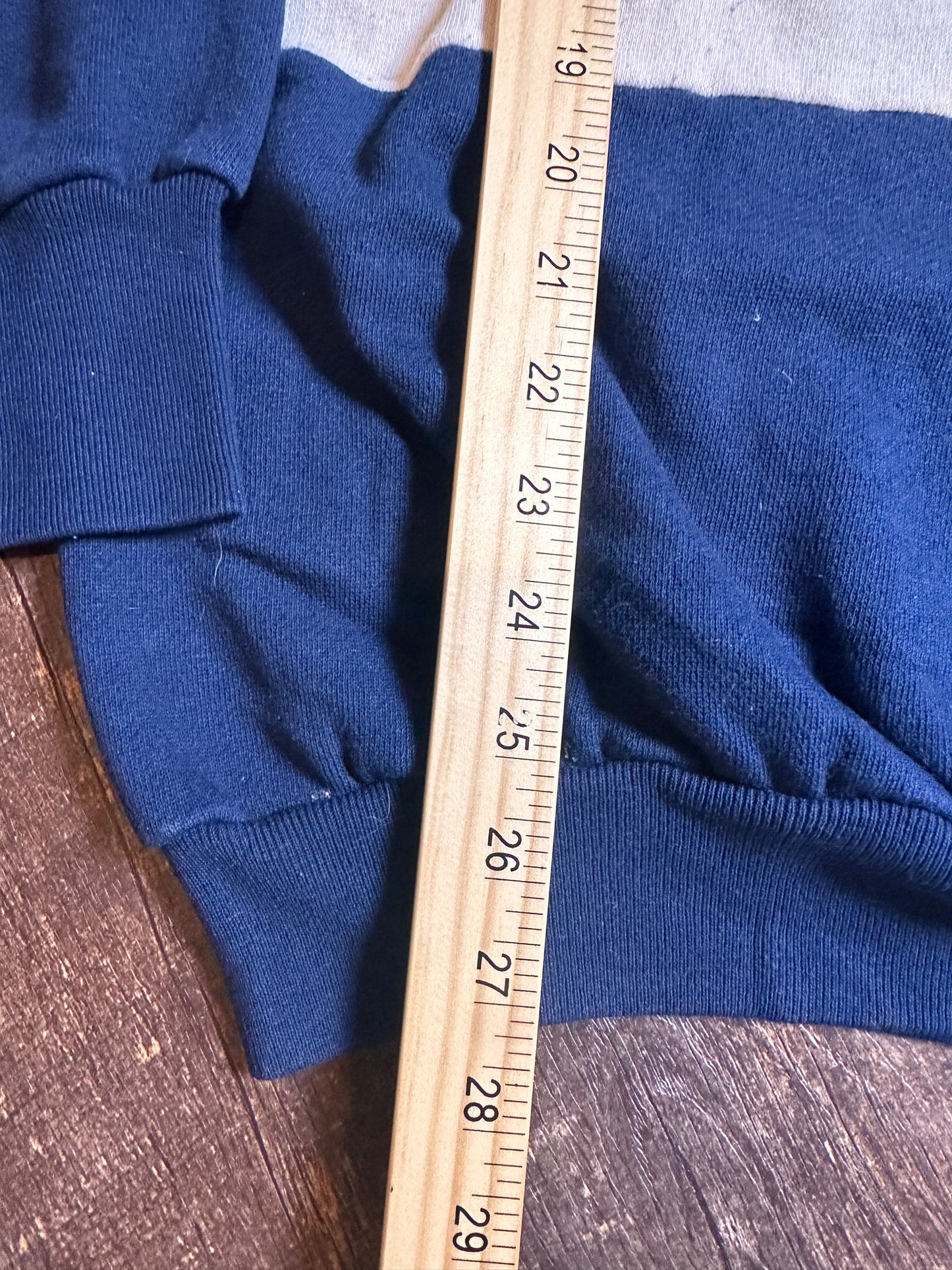 Vintage 80s Crewneck (XL) Fly Fisherman River Scene - Navy Blue