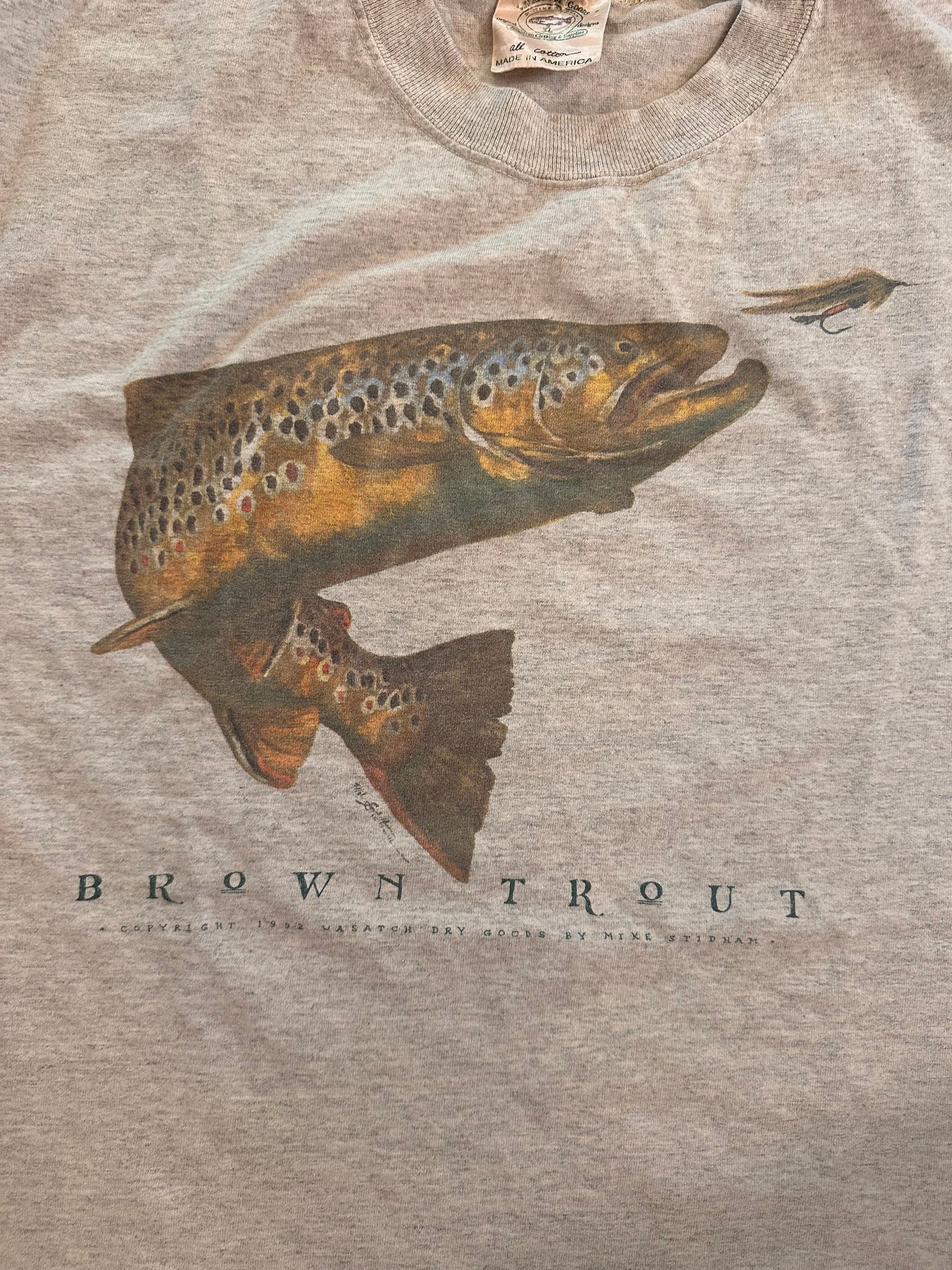 Vintage Wasatch T (XL) Brown Trout - Gray