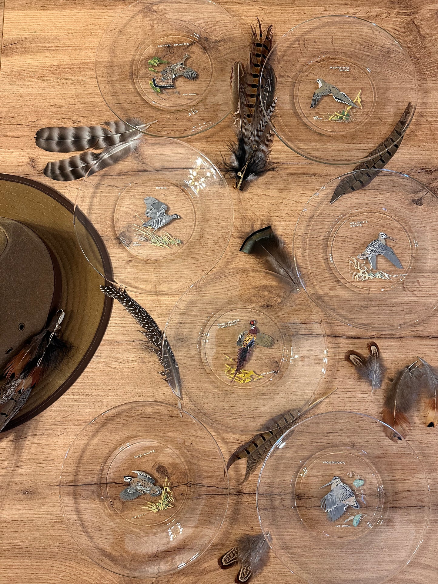 Vintage 1970s Ned Smith “Game Birds” Appetizer / Dessert Plates (Set of 7)