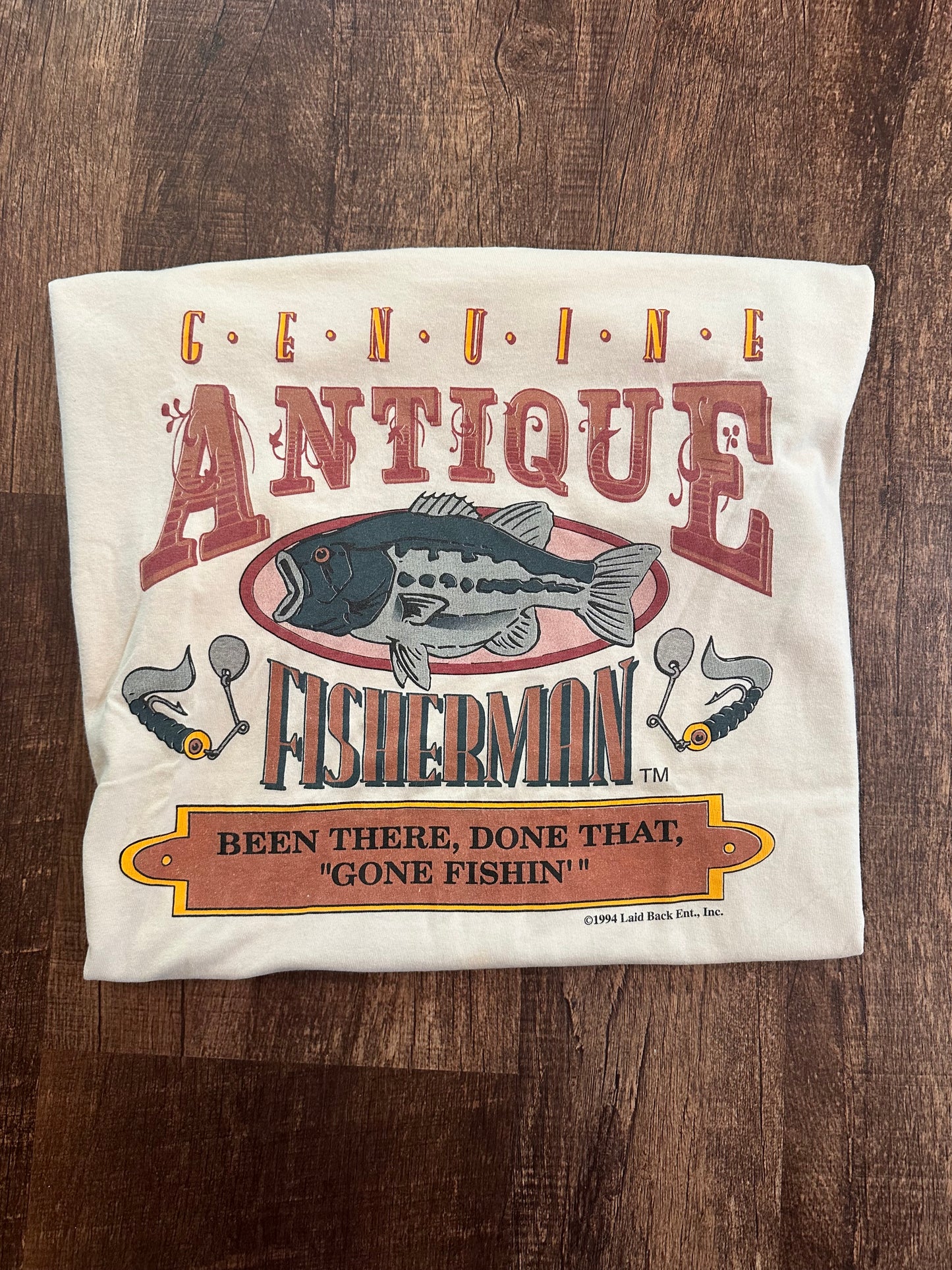 Vintage Antique Person T (XL) Antique Fisherman - White