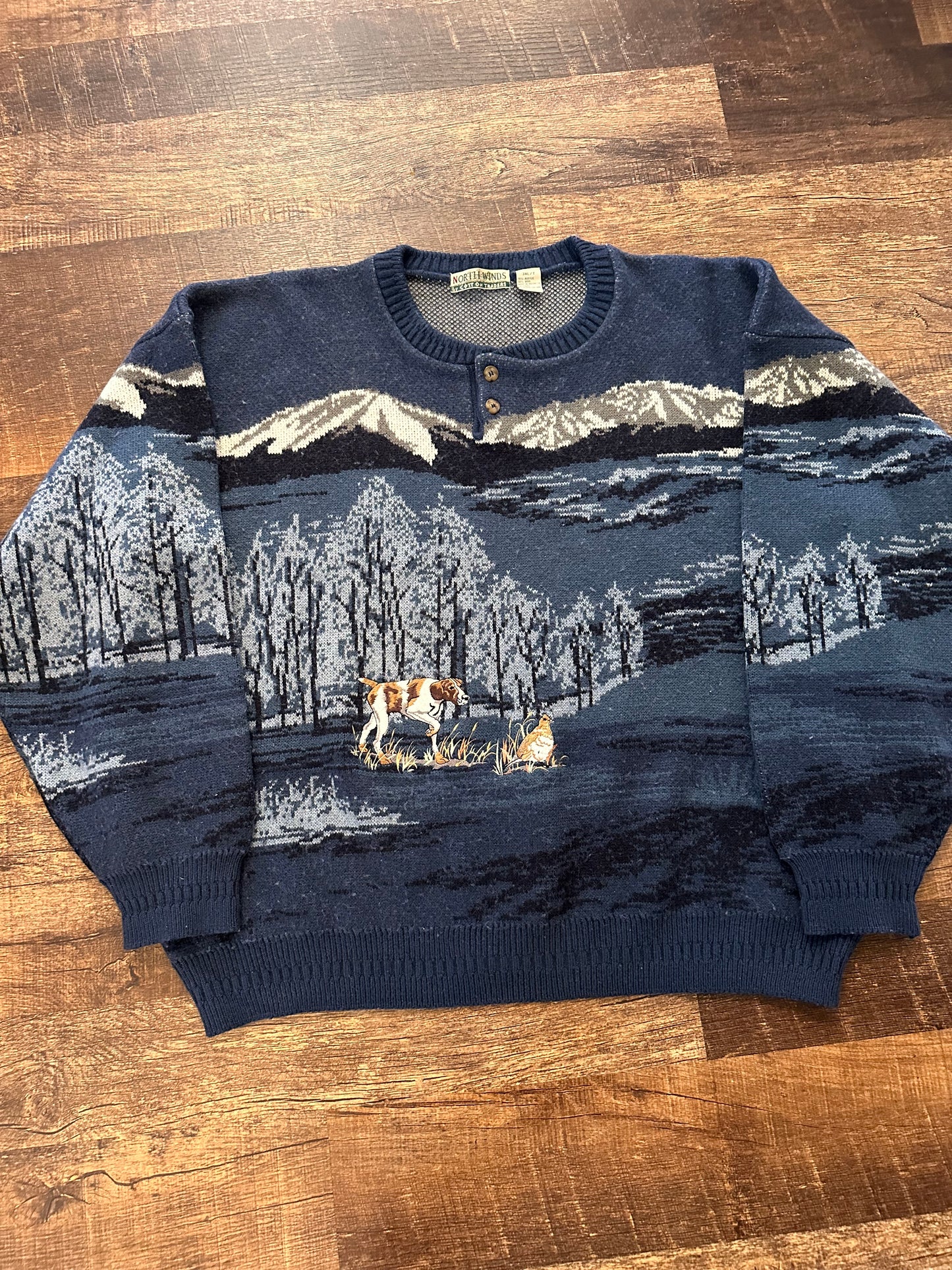 Vintage North Winds Cotton Traders (3XLT) Embroidered Bird Hunt in Mountains