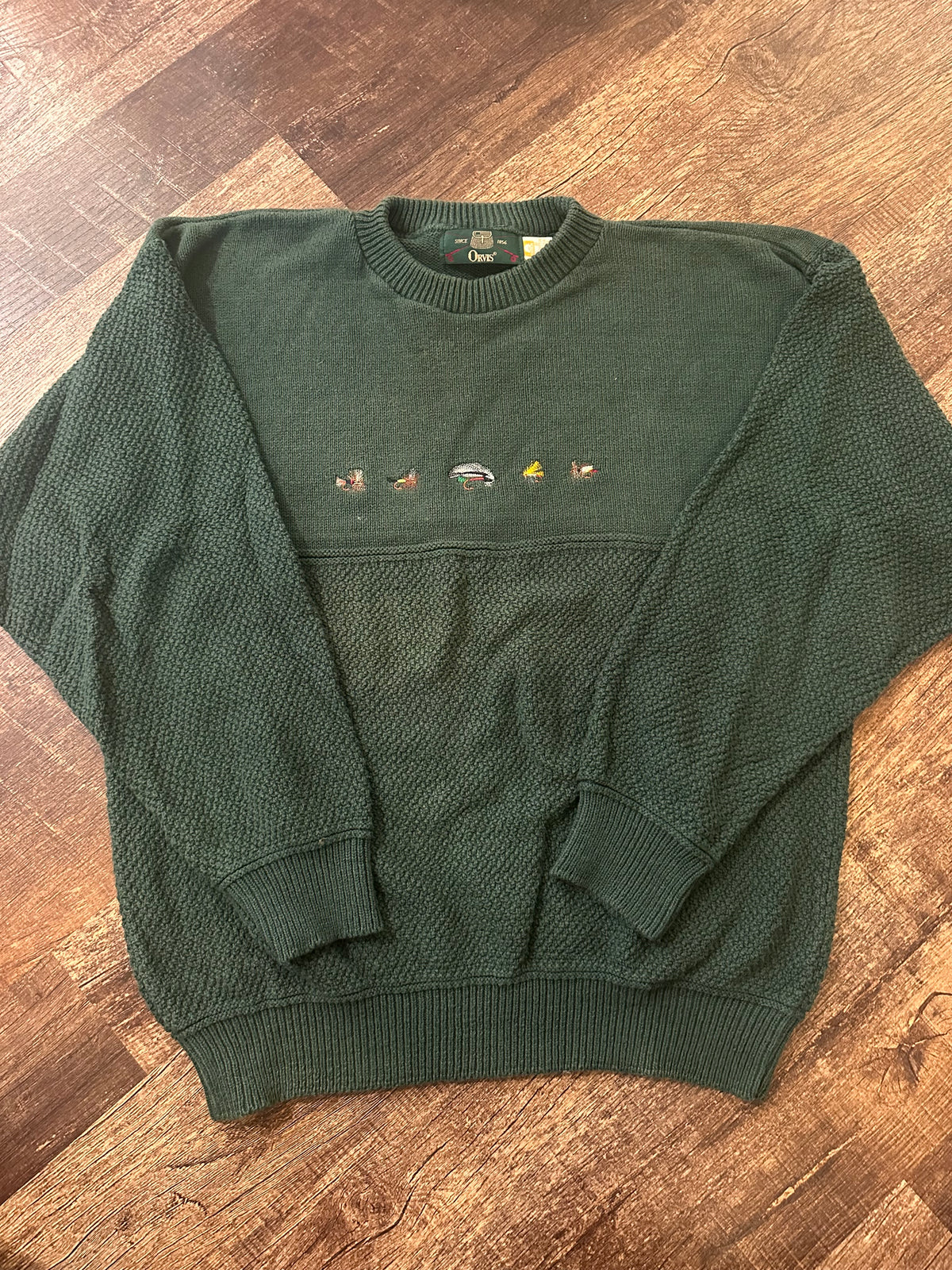 Vintage Orvis Sweater (M) Embroidered Flies
