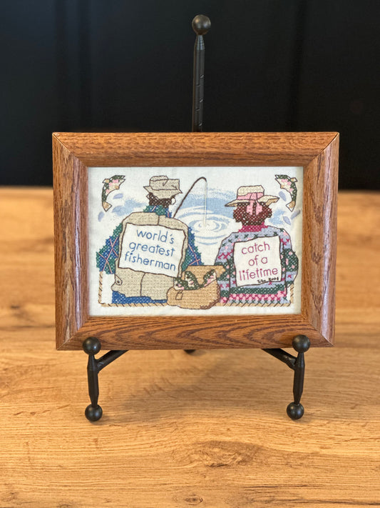 Vintage Cross Stitch Frame - Greatest Fisherman Couple