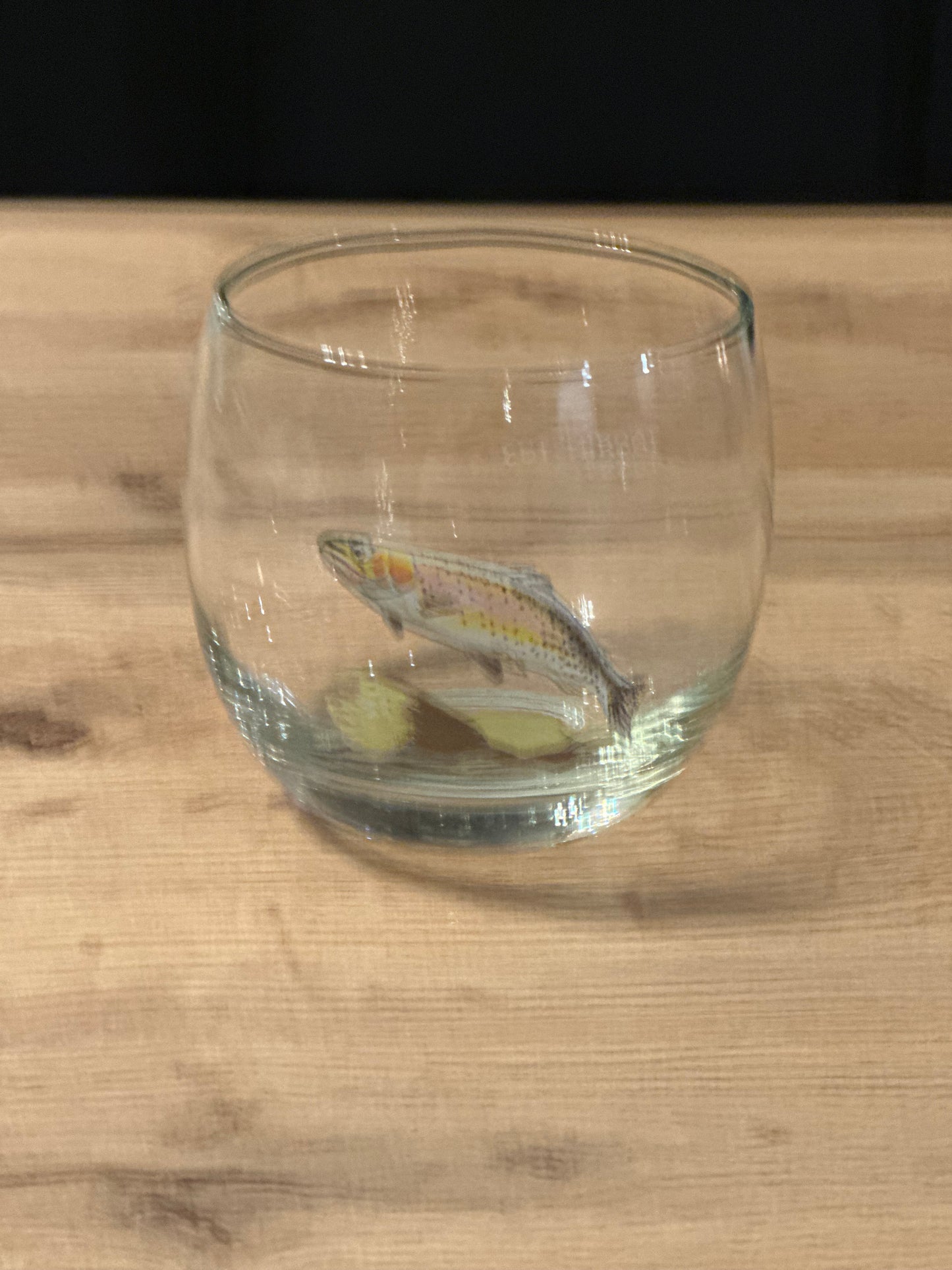 Vintage Ned Smith Trout Series Lowball Whiskey Glasses (Set of 7+1)
