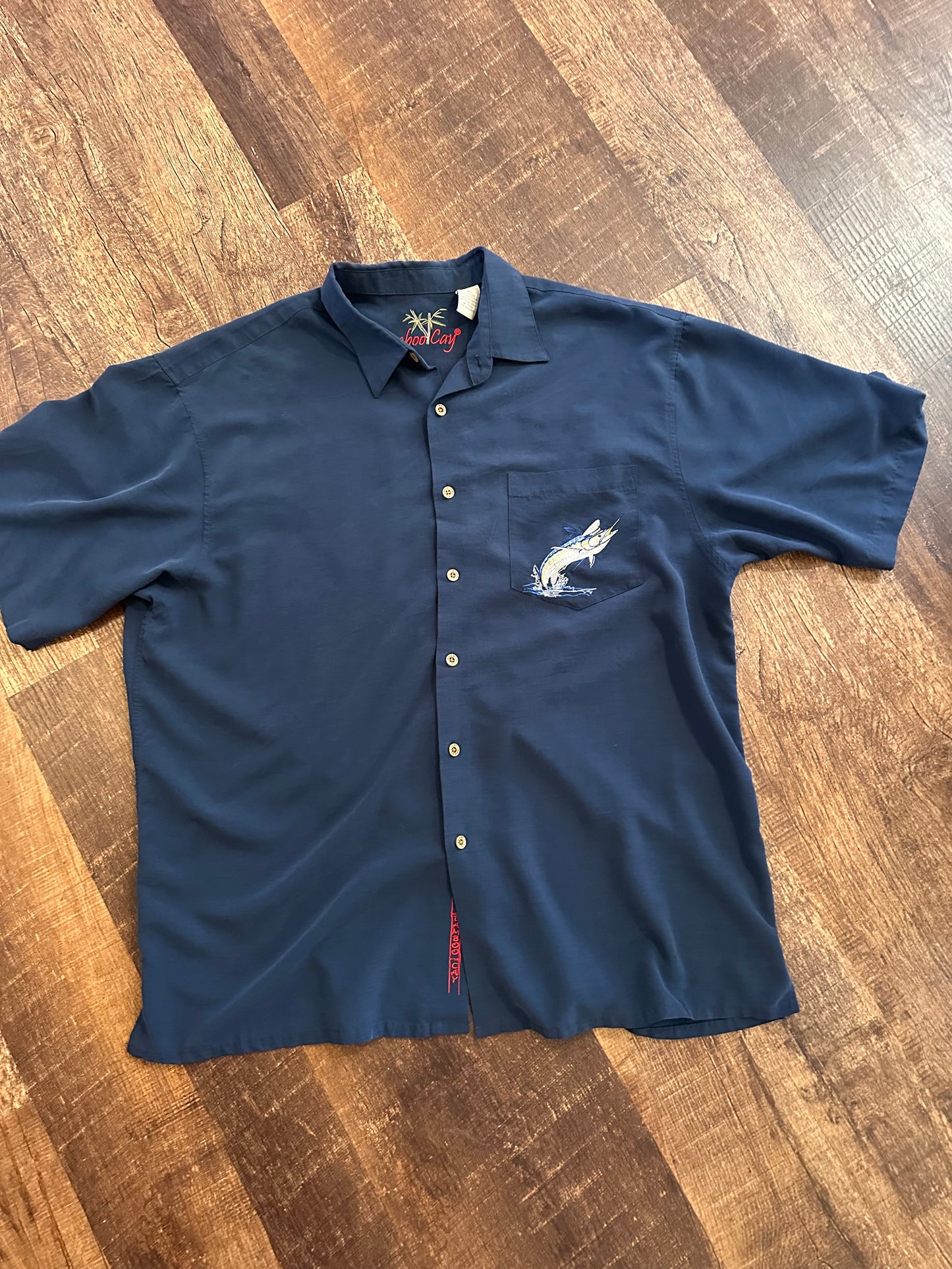 Bamboo Cay Button Down T (XL) “Captains Flight” - Navy