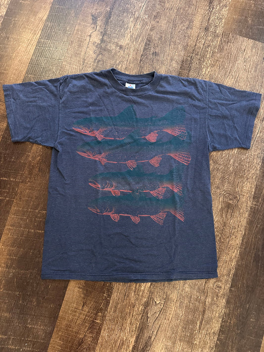 Vintage Double Sided Fish T-shirt (L)