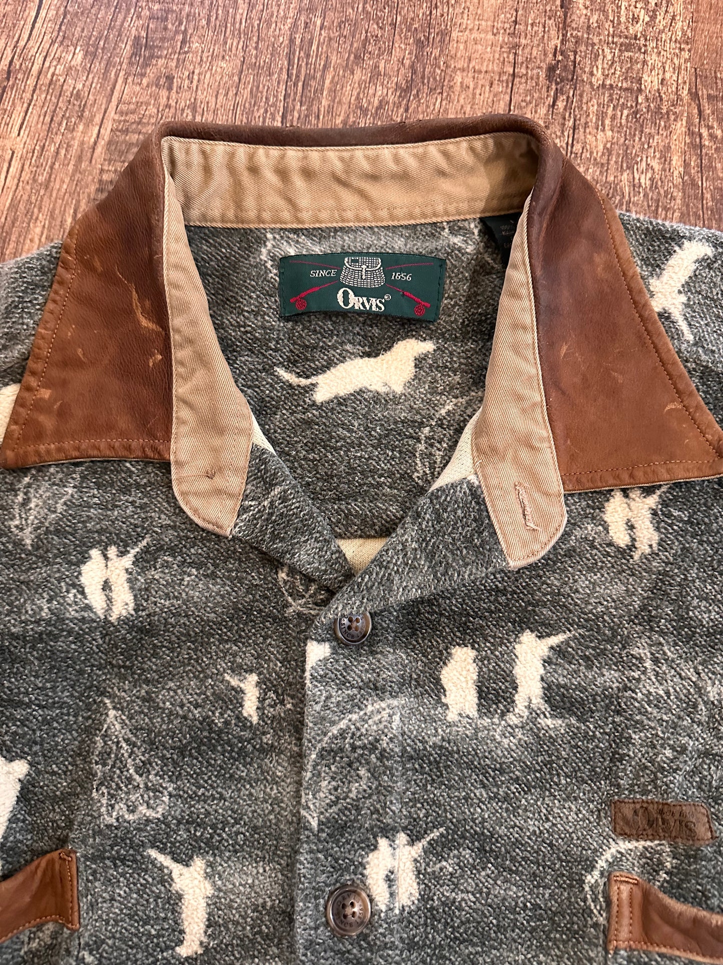Vintage Orvis Flannel / Chamois (L) Bird Hunting Scenes