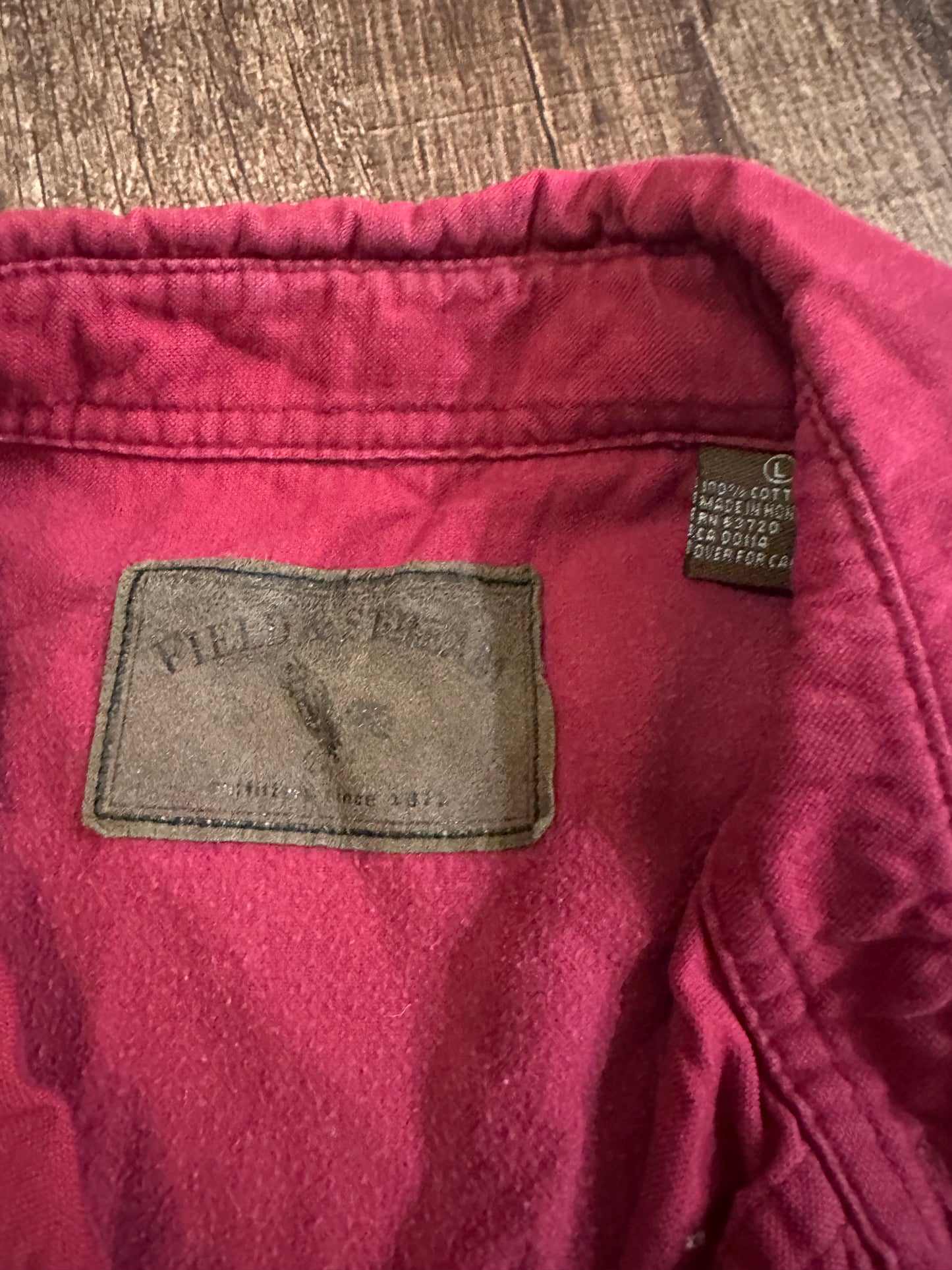 Vintage Field & Stream Button Down (L) Embroidered Duck - Maroon