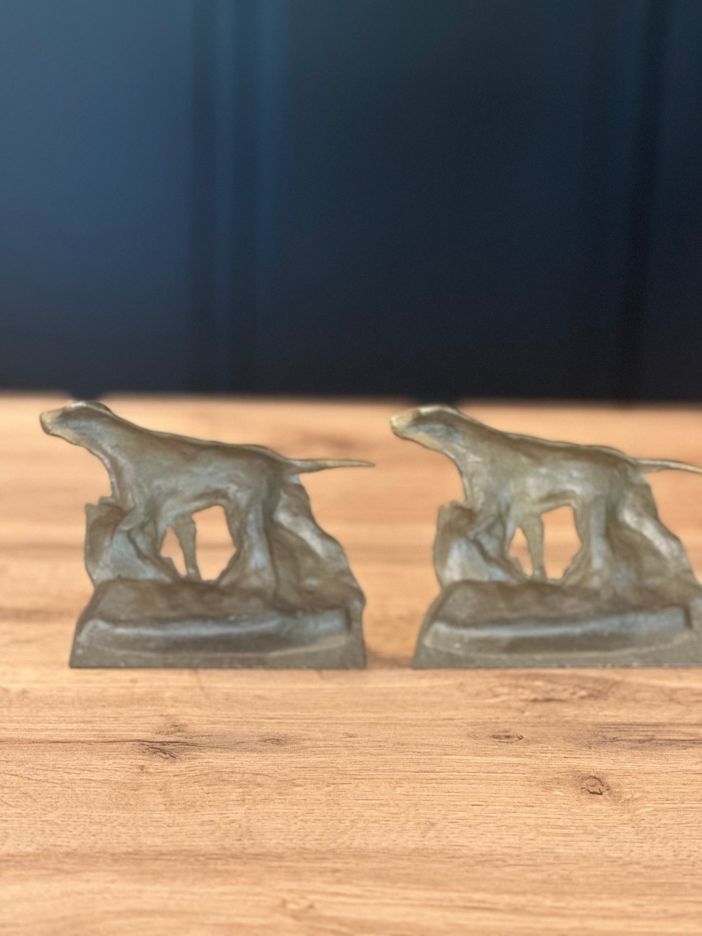 Vintage Heavy Brass Pointer Bird Dog Bookends