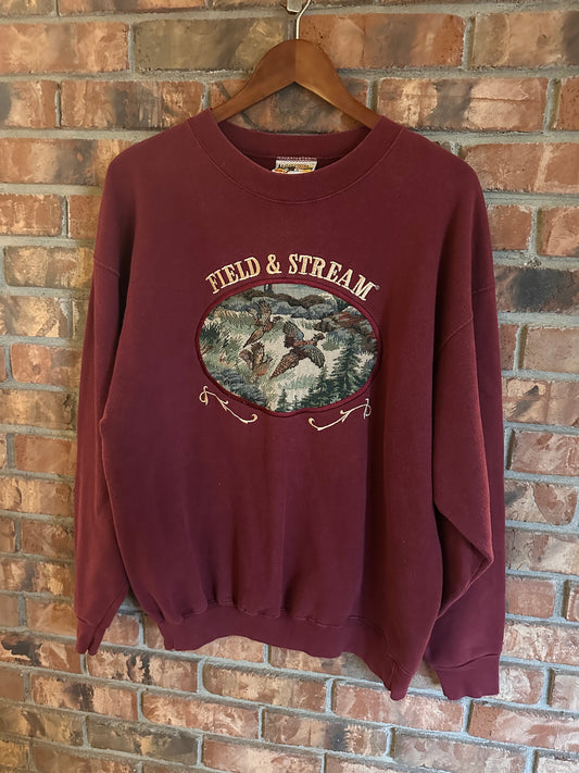 Vintage Field and Stream Crewneck (XL) Tapestry Pheasants