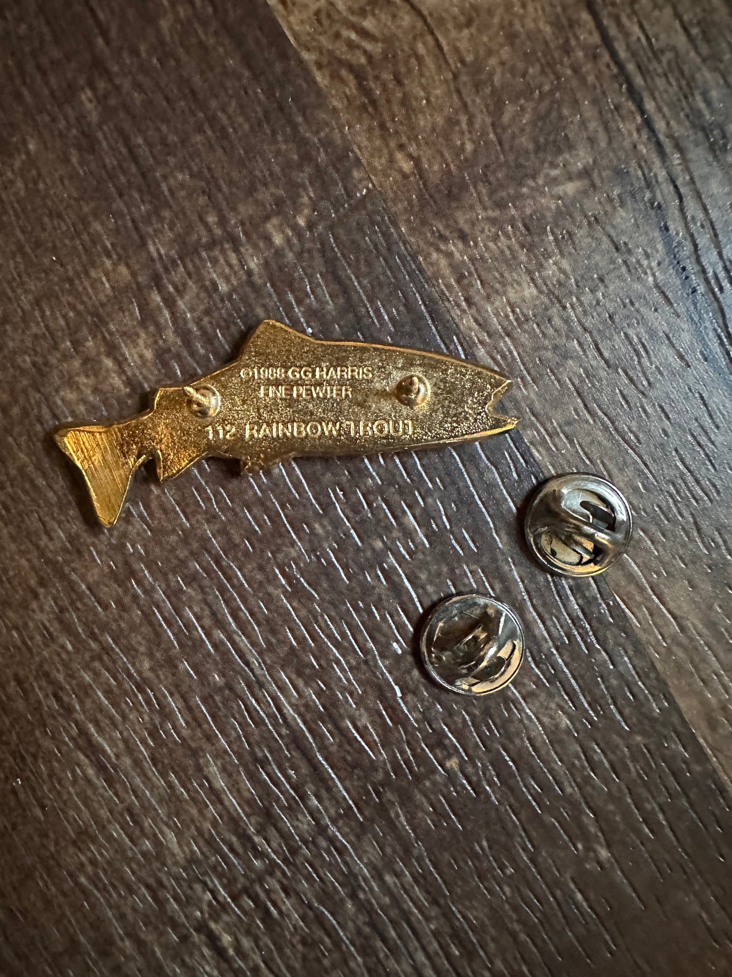 Vintage 1988 GG Harris Gold Trout Pin