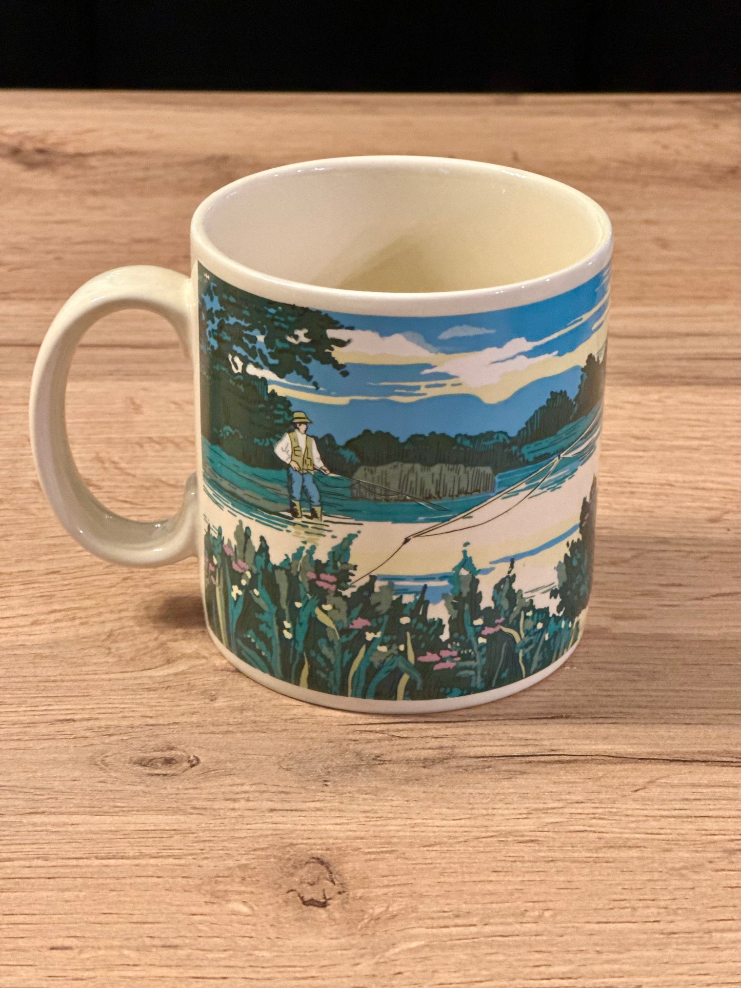 Vintage 80s/90s Russ Berrie Mug with Fisherman Scenes