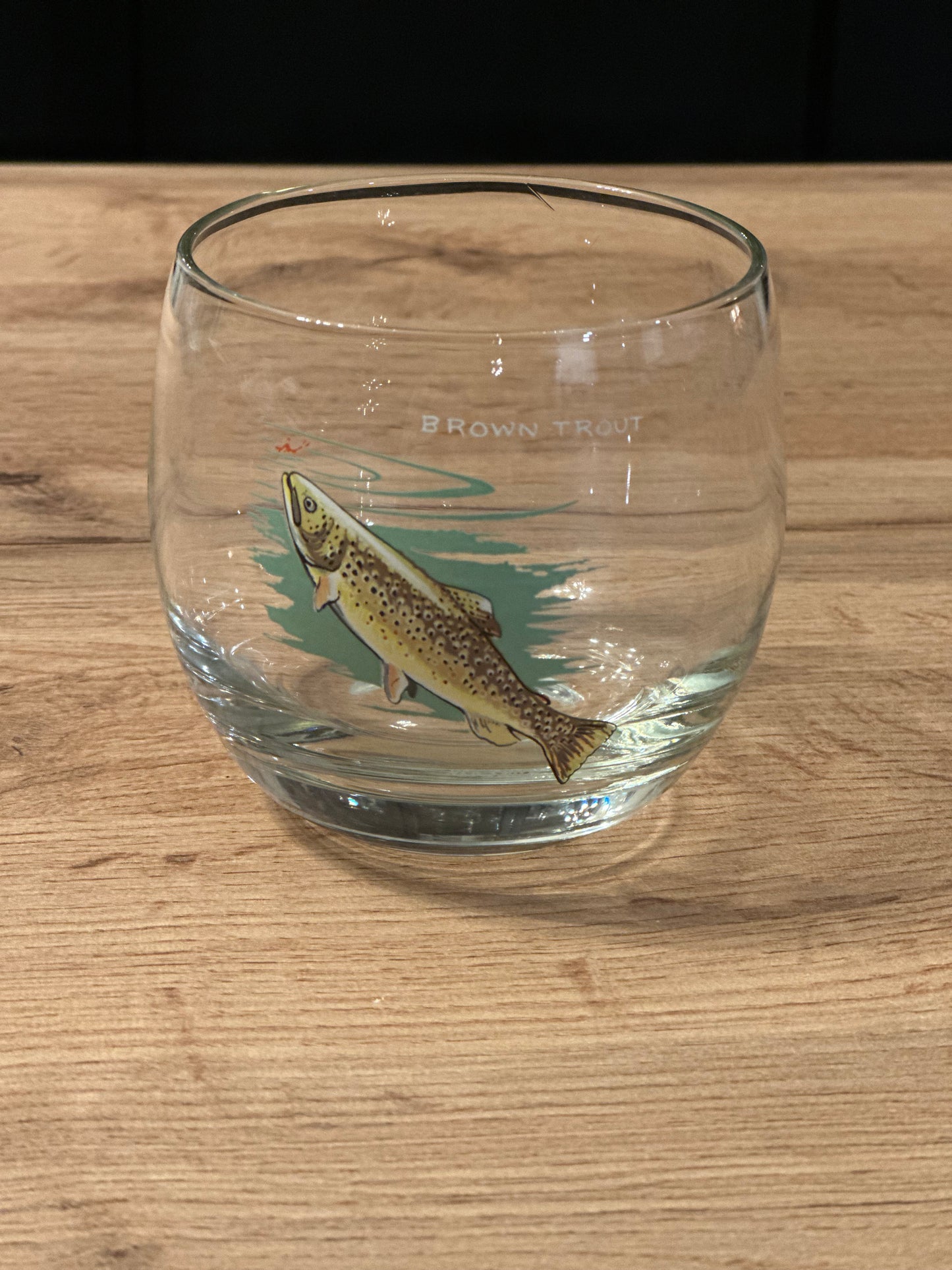 Vintage Ned Smith Trout Series Lowball Whiskey Glasses (Set of 7+1)