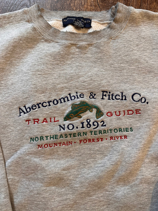 Vintage Abercrombie & Fitch Crewneck (XL) Trail Guide Trout - Gray