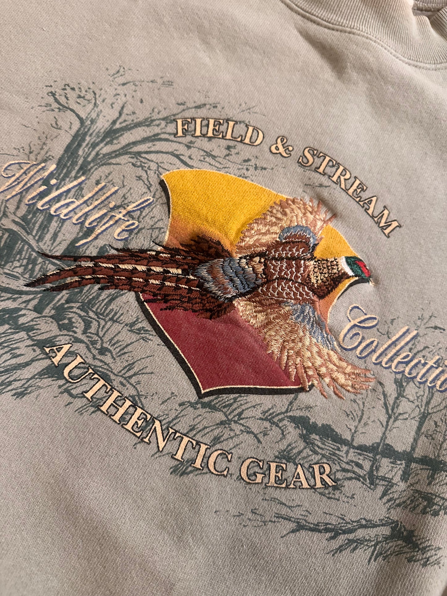 Vintage Field & Stream Crewneck (L) Embroidered Pheasant - Gray