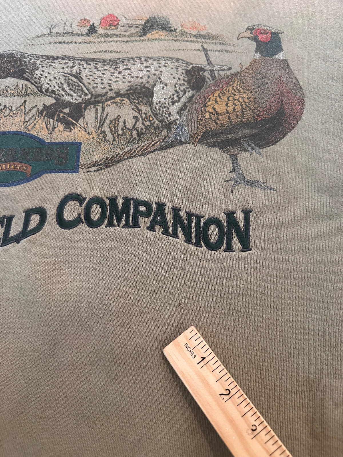 Vintage Ozark Crewneck (XL) Sun Faded Light Distress Embroidered “Field Companion”