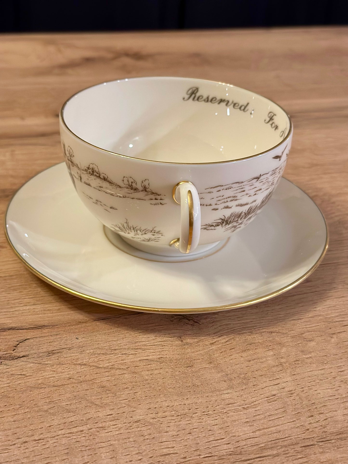 VTG Lenox “Reserved: For a Very Wonderful Guy” Tea / Coffee / Soup Cup and Saucer - Ivory