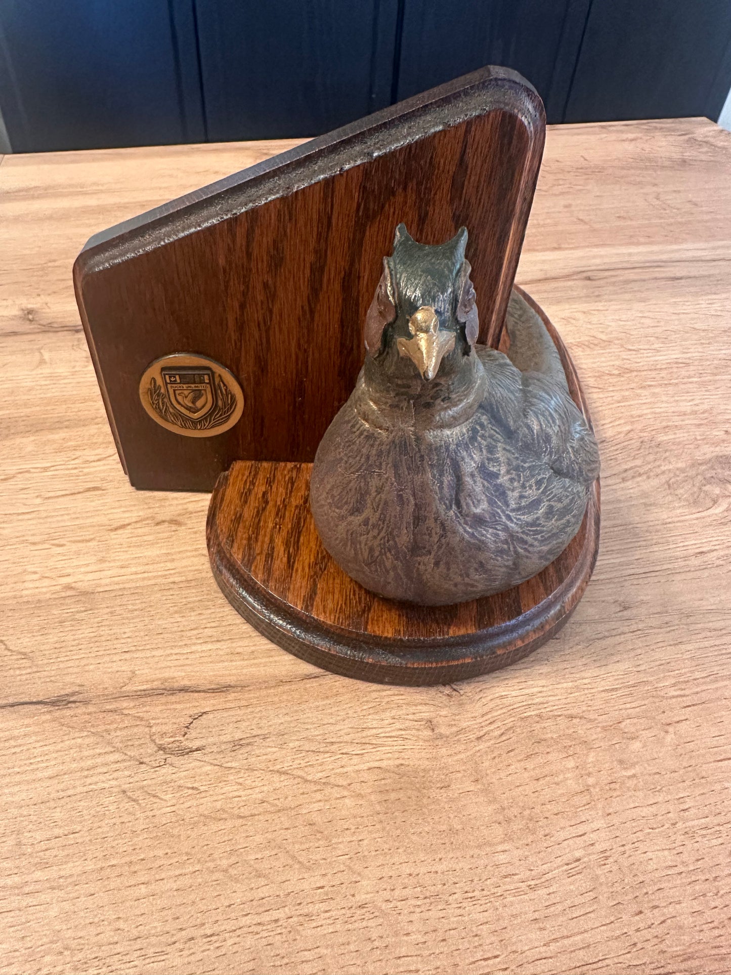 Vintage Rare Ducks Unlimited Bronze Toned Pheasant Bookends