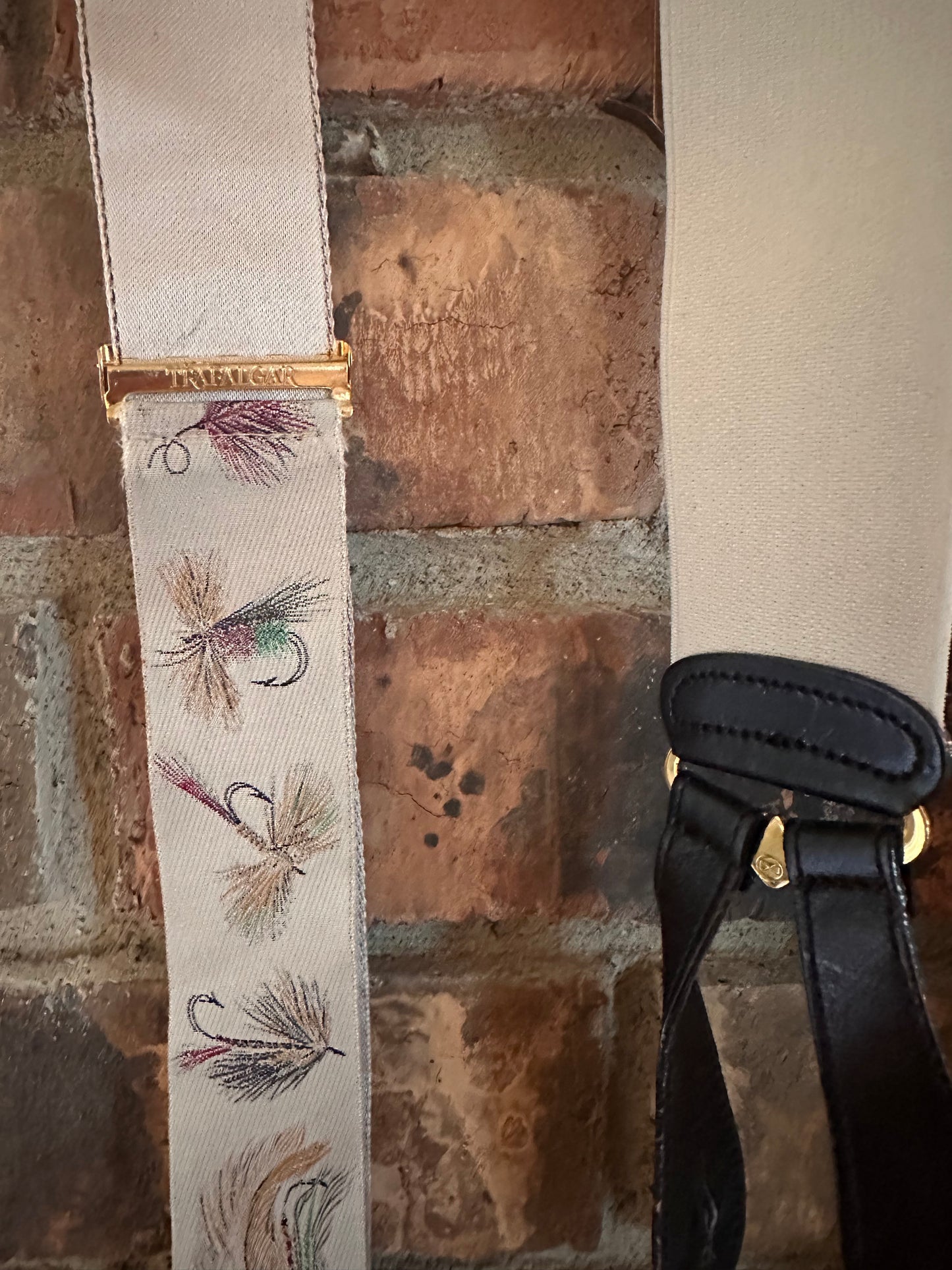 Vintage Trafalgar Silk Suspenders - Fly Fishing Theme