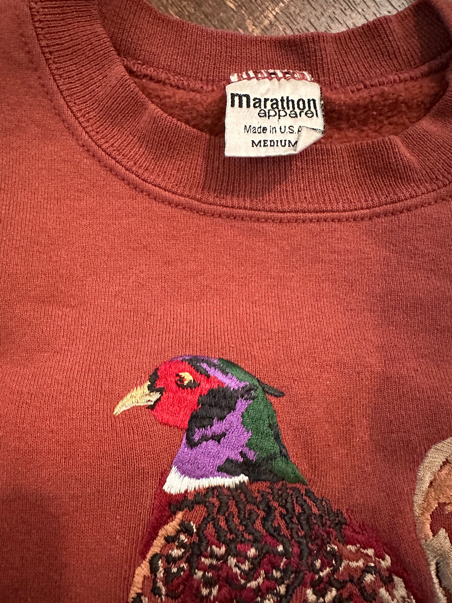 Vintage Ducks Unlimited Crewneck (M) Embroidered Game Birds - Burnt Orange