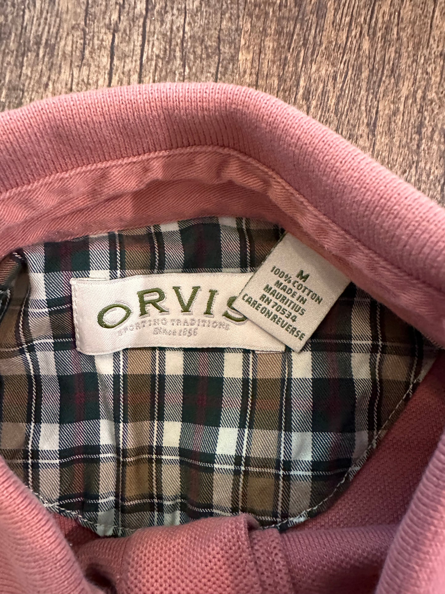 Vintage Orvis Polo (M) Embroidered Trout Crest - Salmon