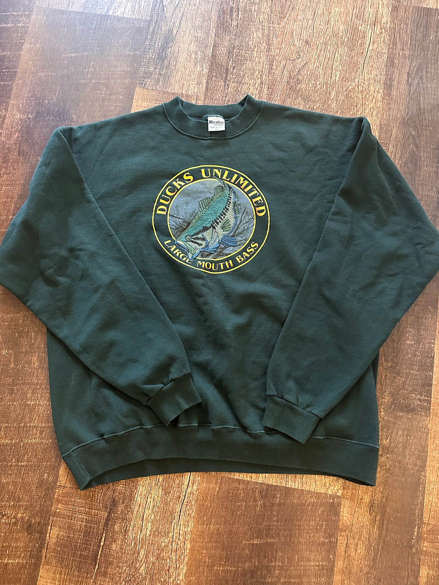 Vintage Ducks Unlimited Crewneck (XL) Embroidered Bass - Green