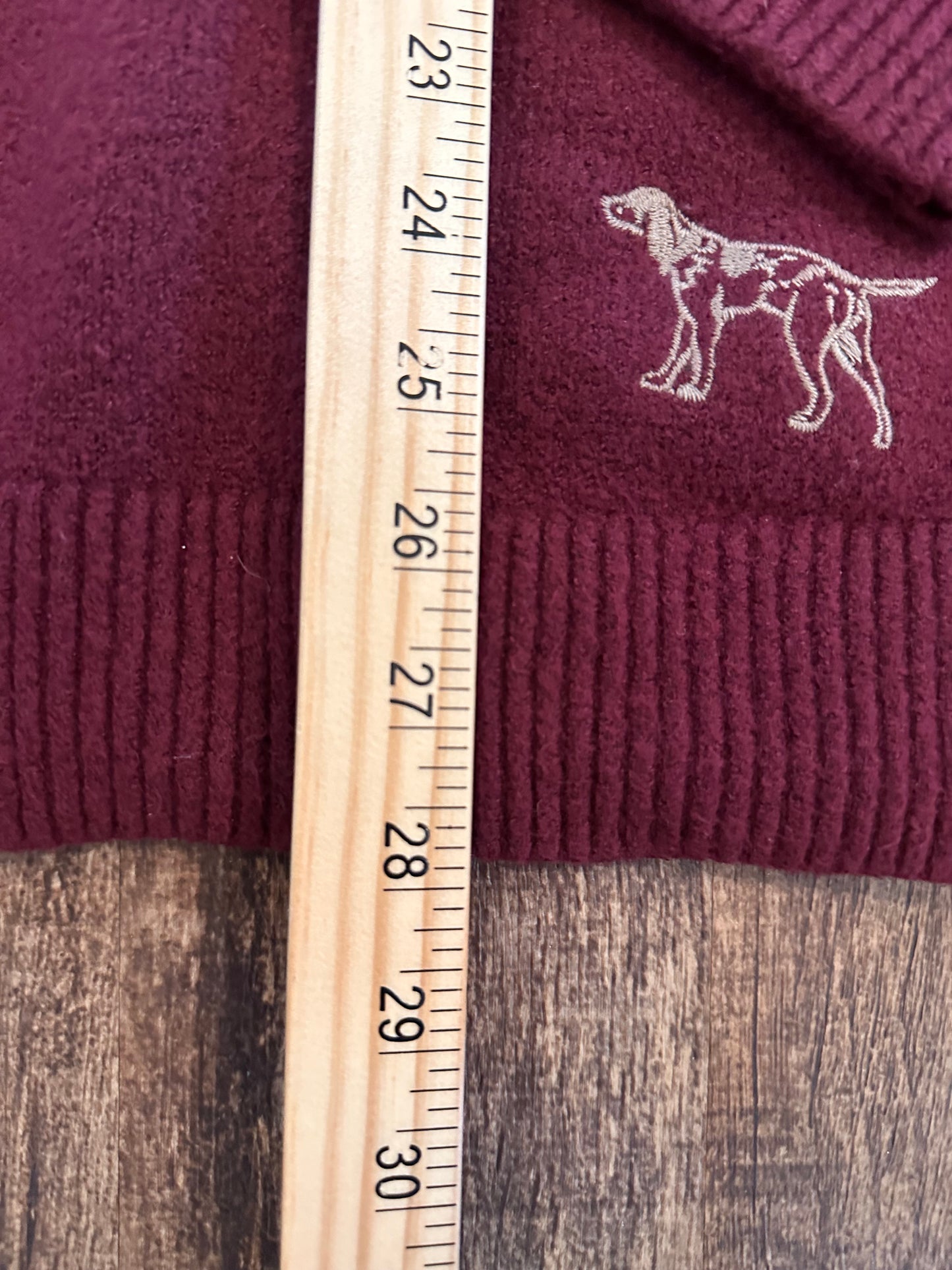 Thrifted Abercrombie & Fitch Sweater (XL) Embroidered Flies, Ducks, Dogs, Trout - NWT Maroon